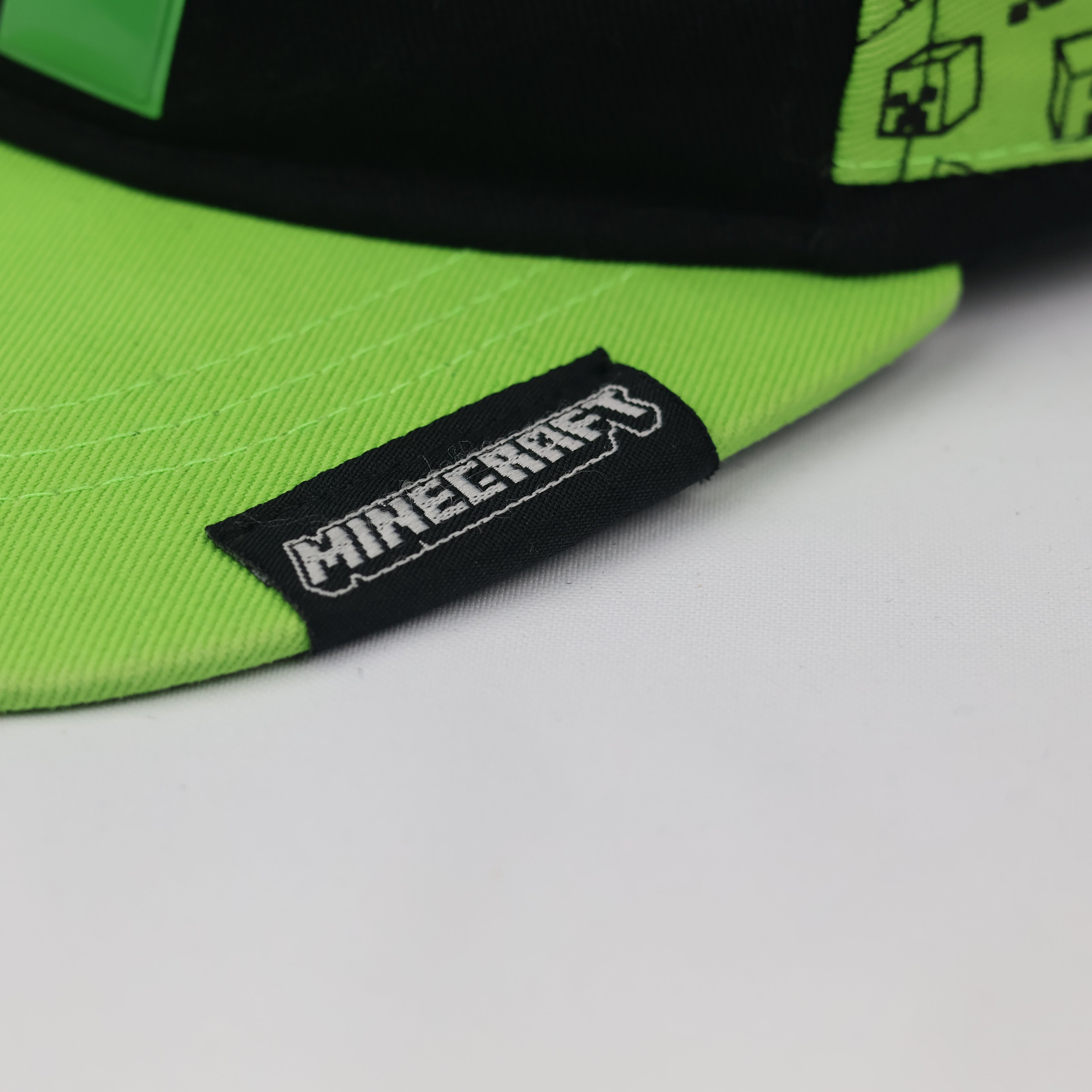 Official Minecraft Creeper Thrifted Snapback Hat – Black & Lime Green
