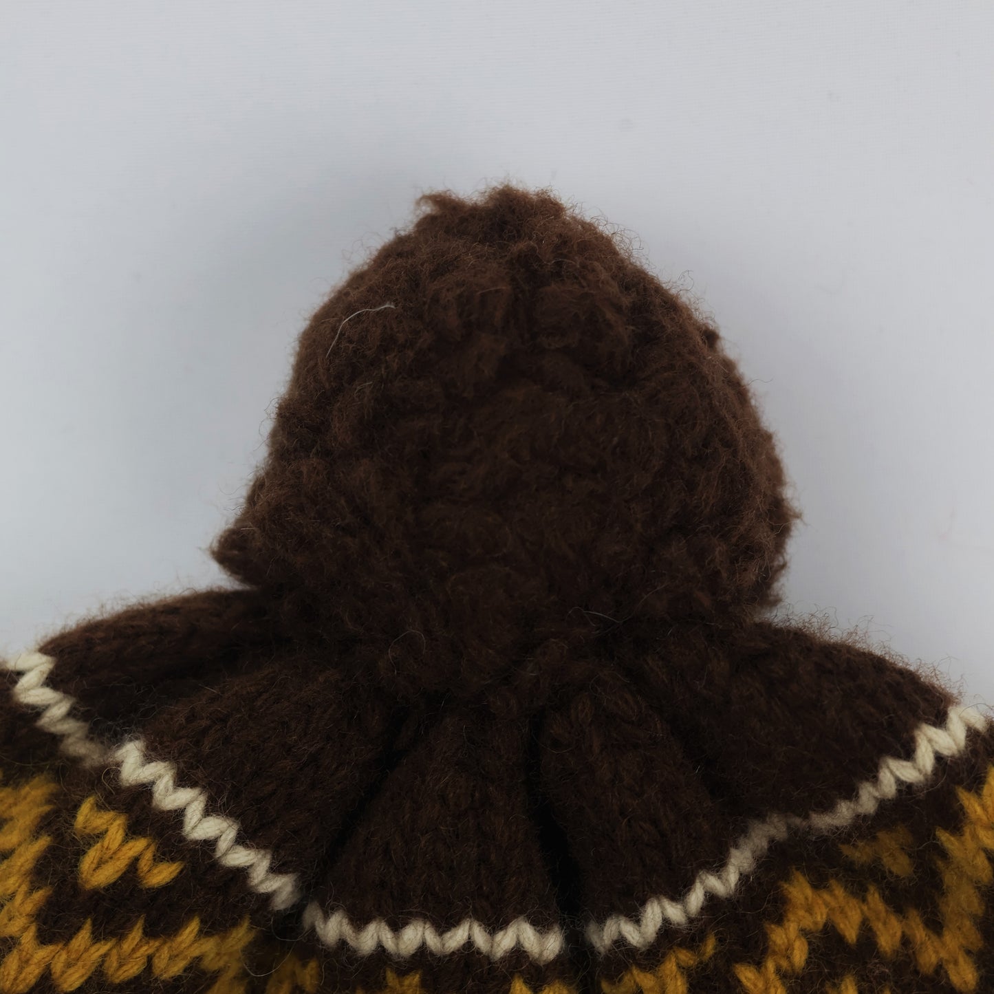 Unionbay Fair Isle Knit Earflap Beanie with Pom Pom - Brown & Mustard