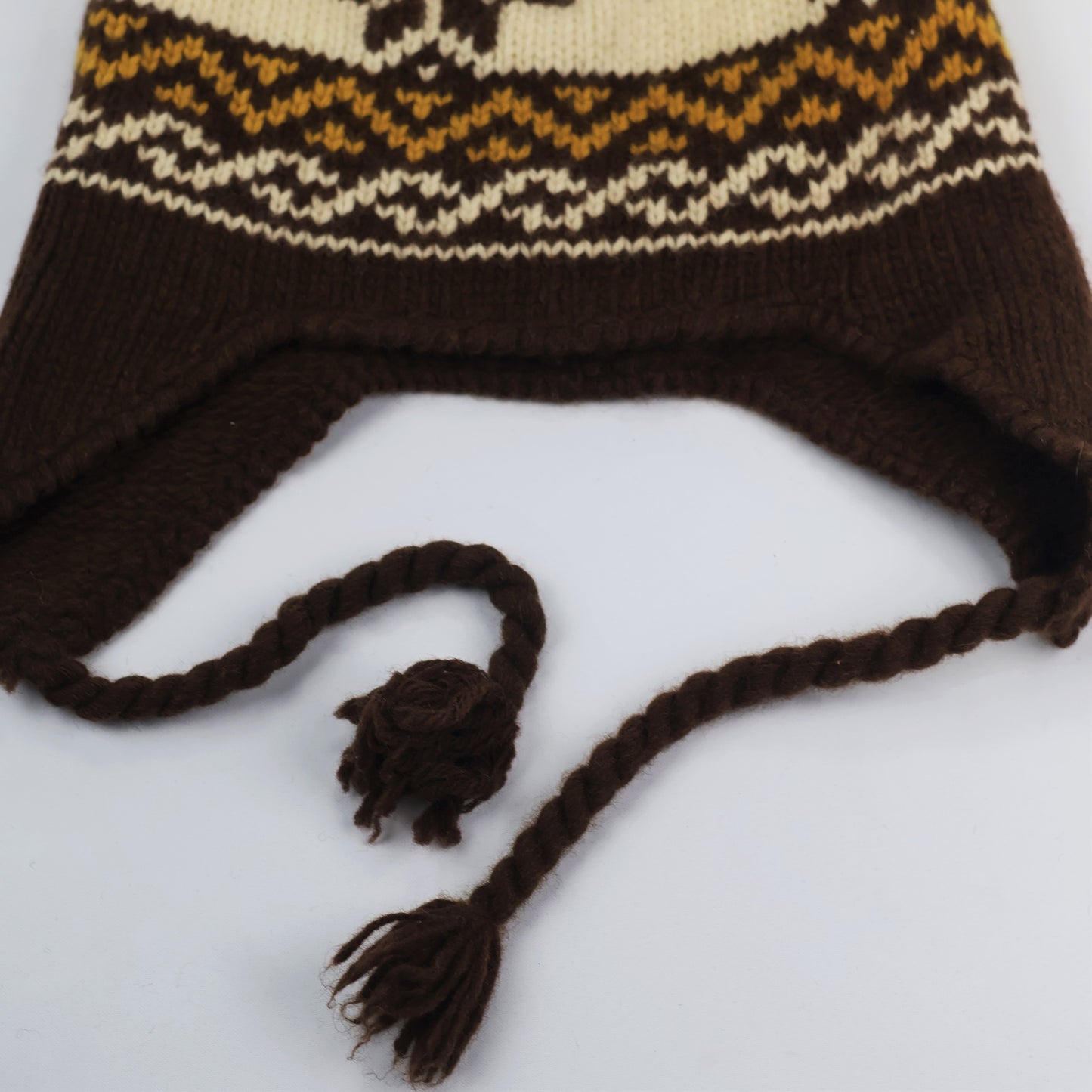 Unionbay Fair Isle Knit Earflap Beanie with Pom Pom - Brown & Mustard