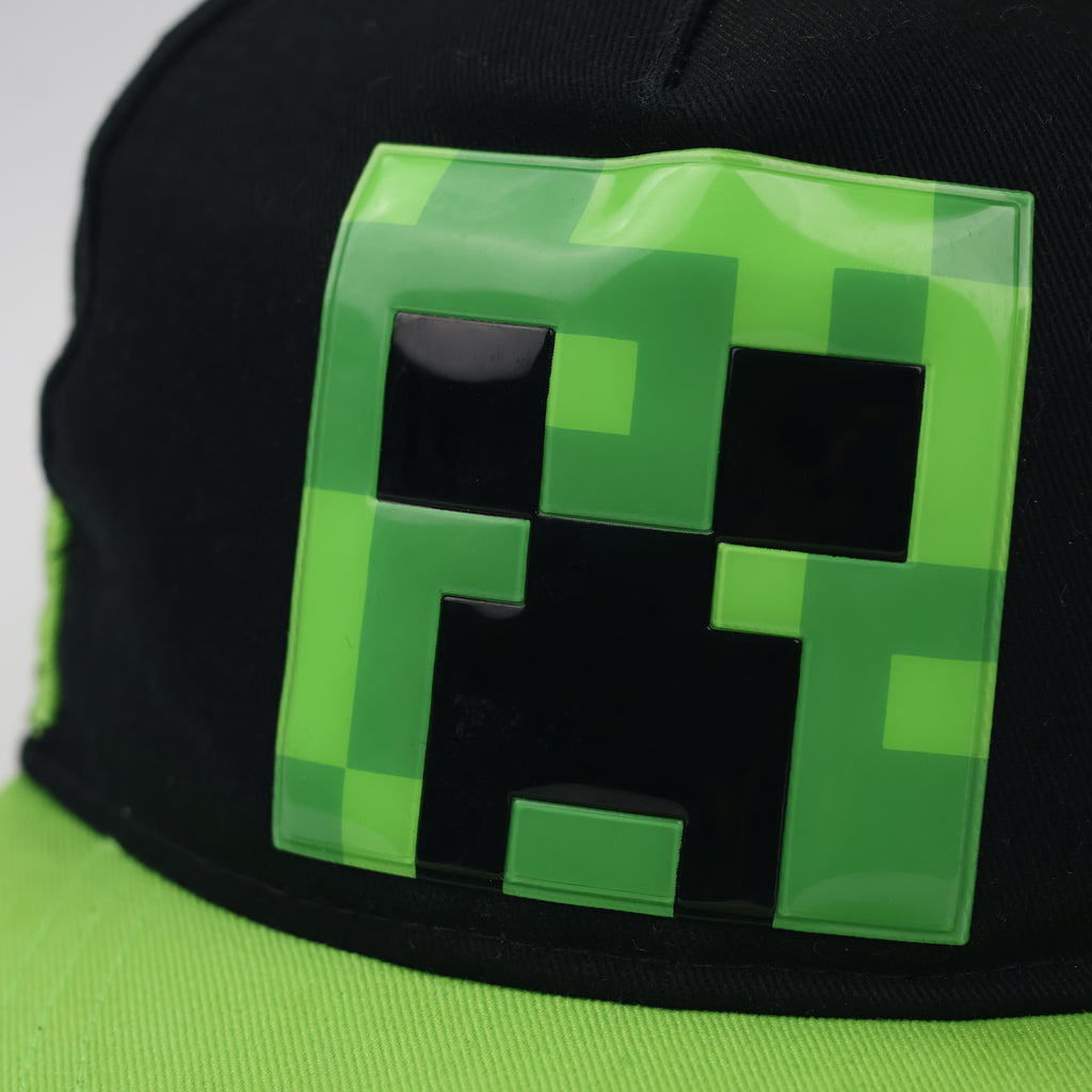 Official Minecraft Creeper Thrifted Snapback Hat – Black & Lime Green