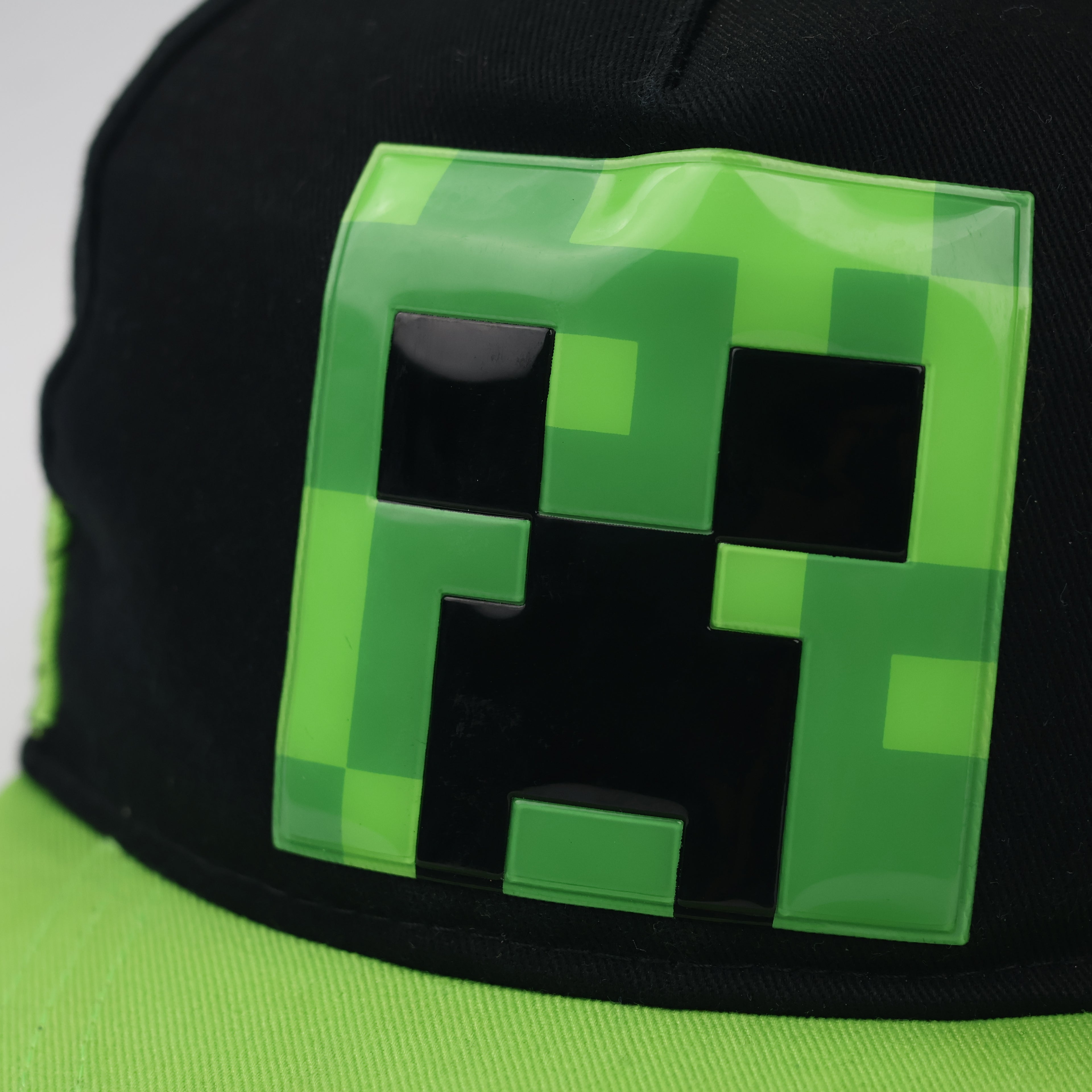 Official Minecraft Creeper Thrifted Snapback Hat – Black & Lime Green