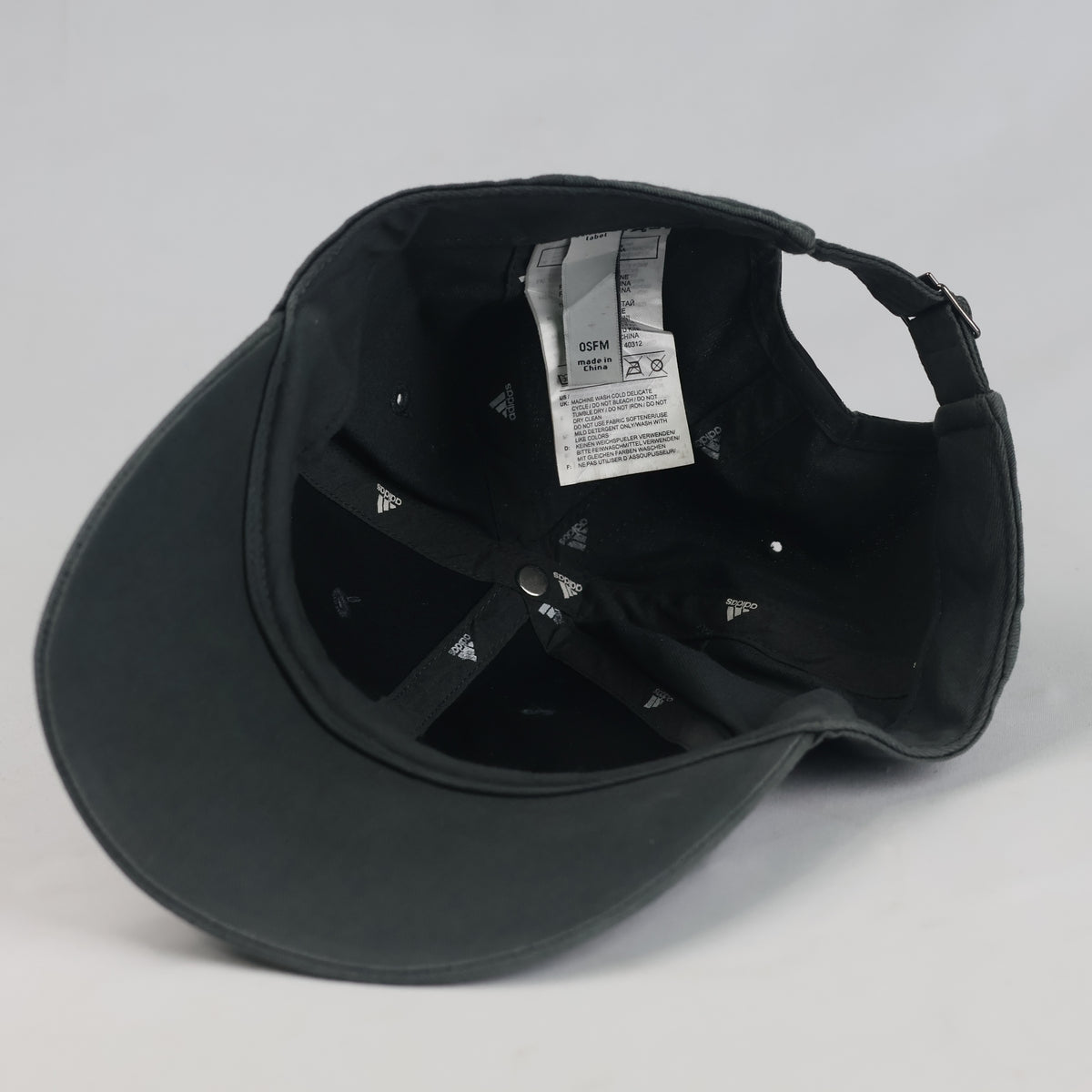 Thrifted Adidas Dark Grey Cotton Strapback Cap (57 cm) |10729