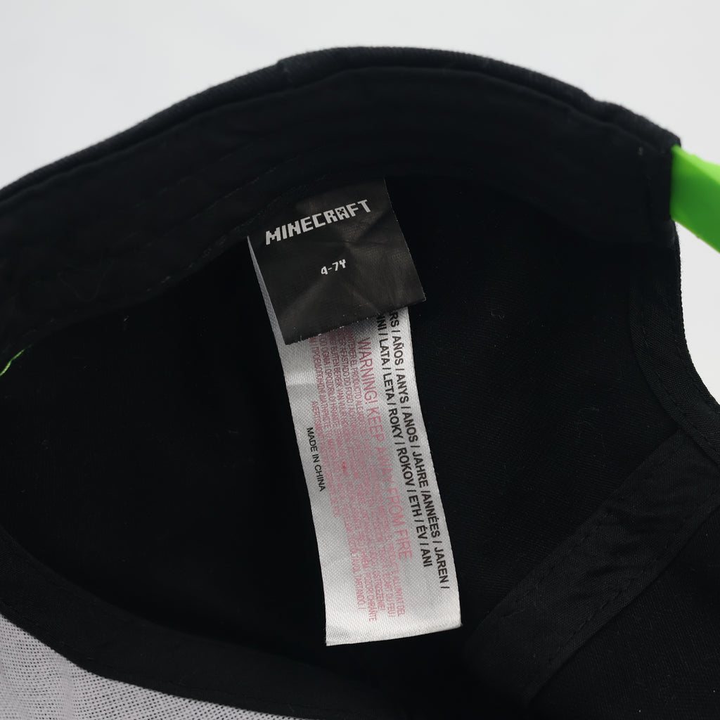 Official Minecraft Creeper Thrifted Snapback Hat – Black & Lime Green