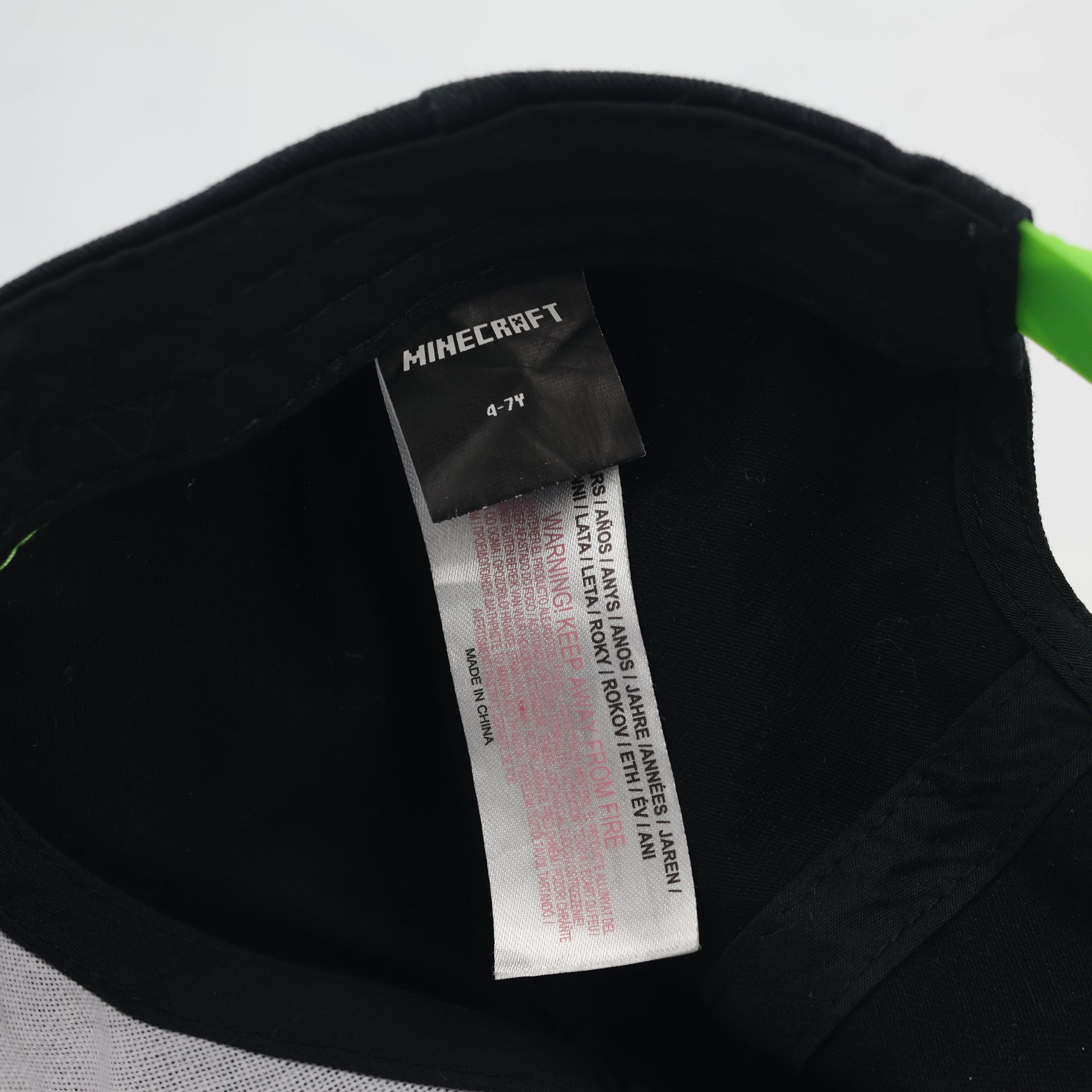 Official Minecraft Creeper Thrifted Snapback Hat – Black & Lime Green