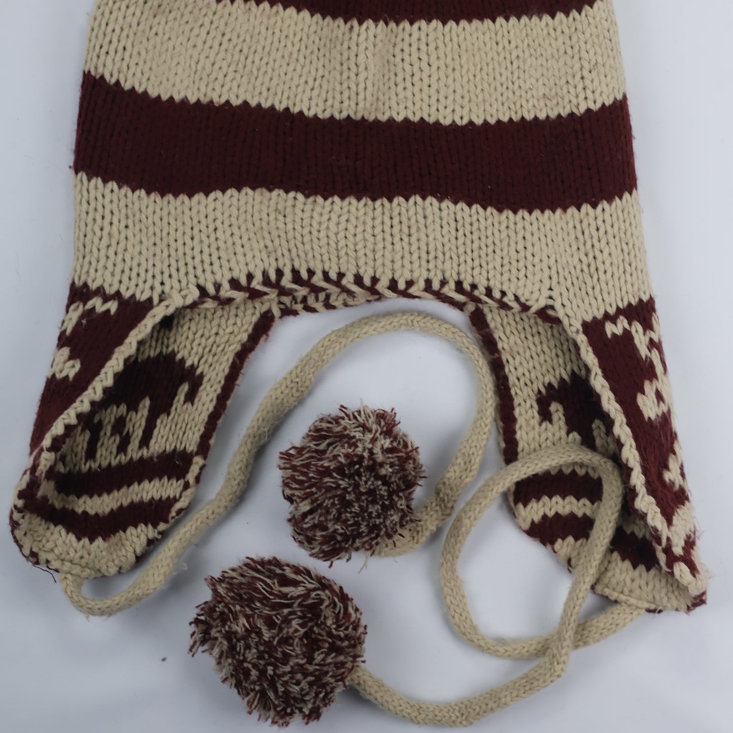 Adult Unisex Winter Beanie - Warm Knit Hat Red & Brown