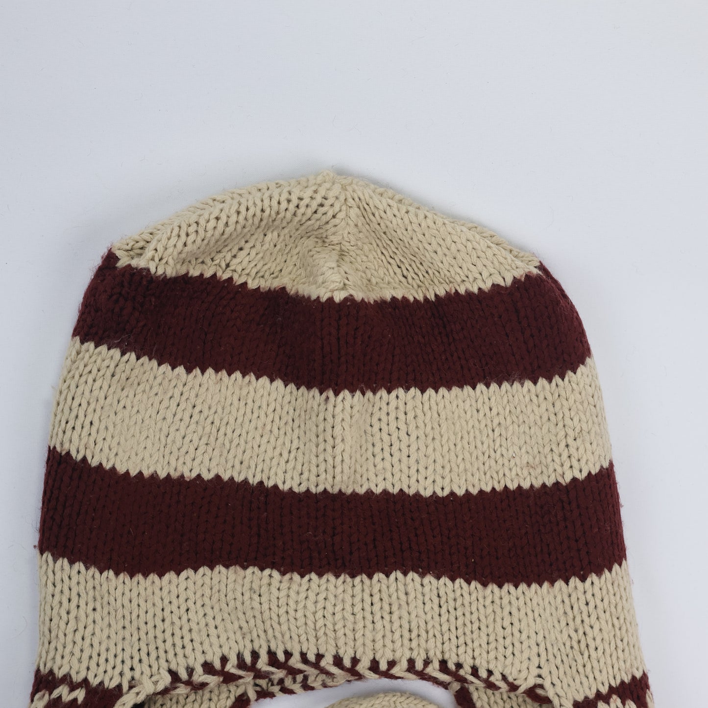 Adult Unisex Winter Beanie - Warm Knit Hat Red & Brown