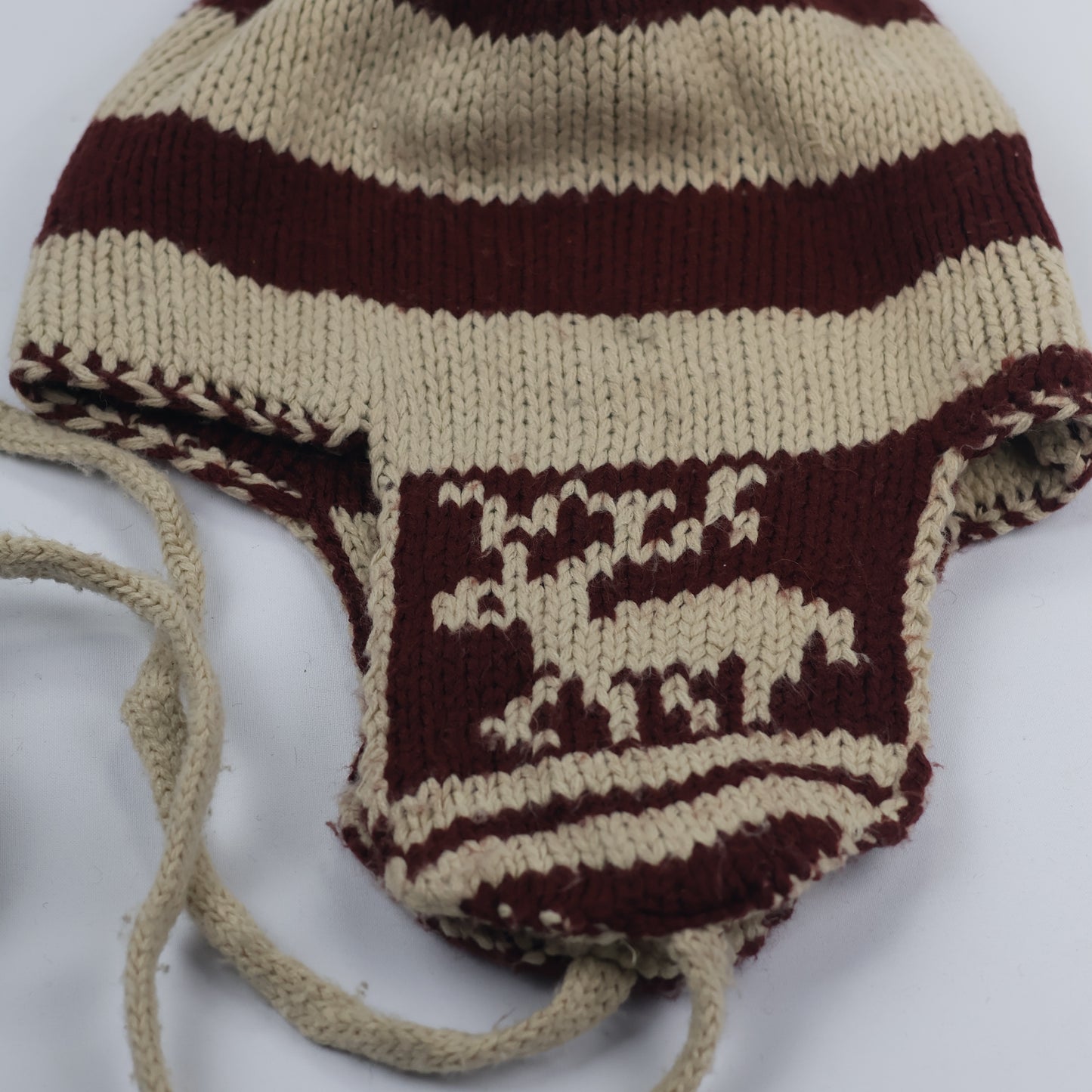 Adult Unisex Winter Beanie - Warm Knit Hat Red & Brown