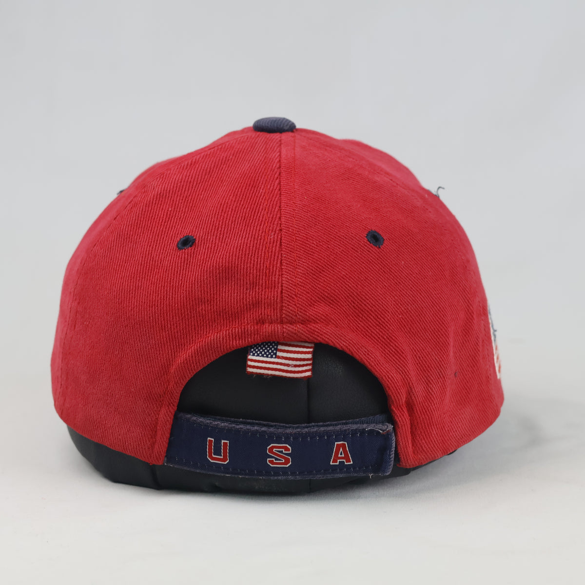 Thrifted God Bless America Red Embroidered USA Flag Dad Hat (56 cm) | 10717