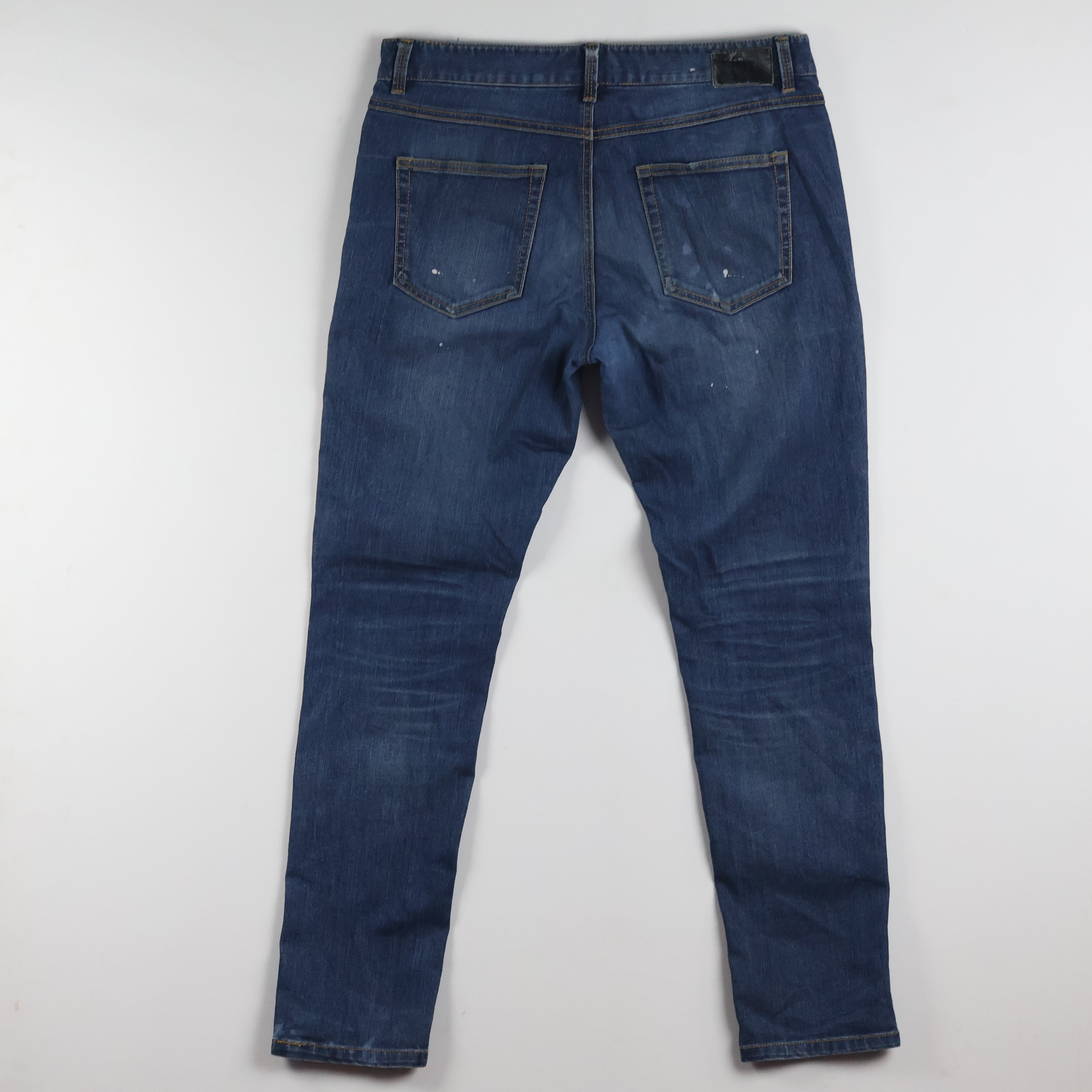 Thrifted Tate Like Men's Distressed Skinny Blue Jeans 34 Waist/ J1018