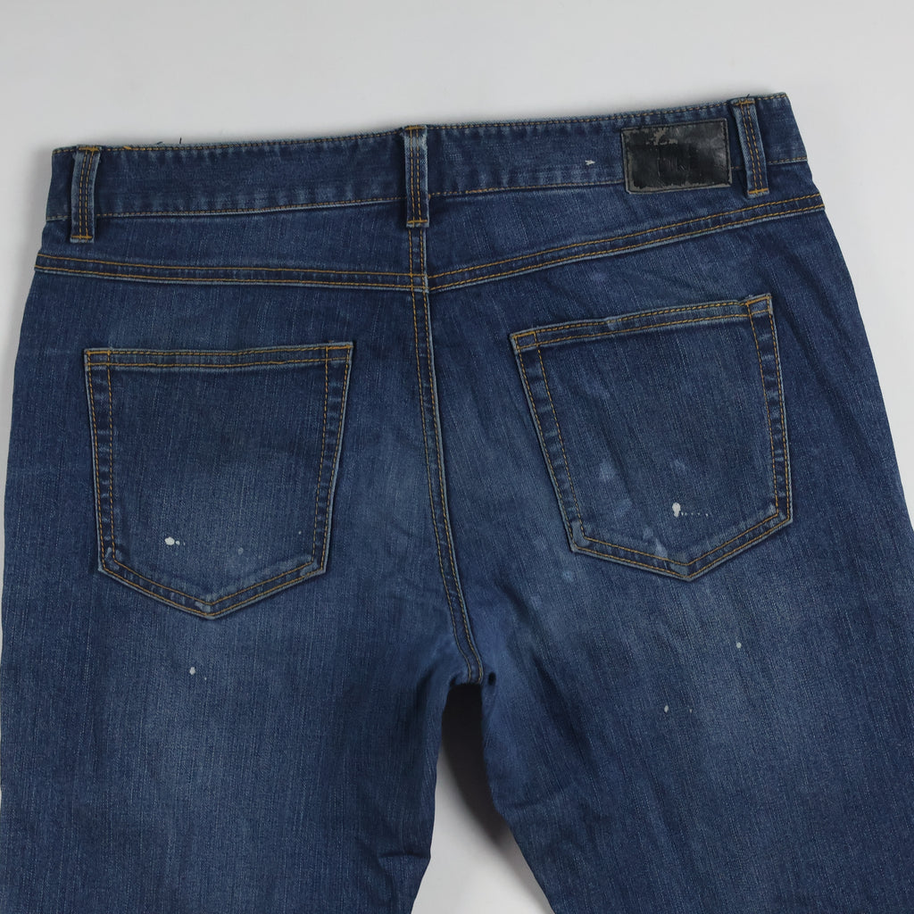 Thrifted Tate Like Men's Distressed Skinny Blue Jeans 34 Waist/ J1018