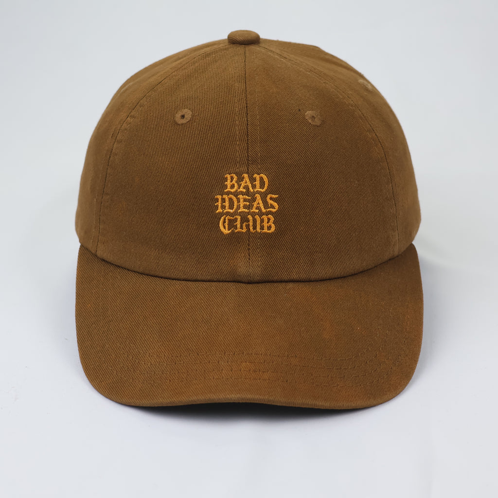 "Bad Ideas Club" Embroidered Brown Dad Hat - Cropp Accessories Cap