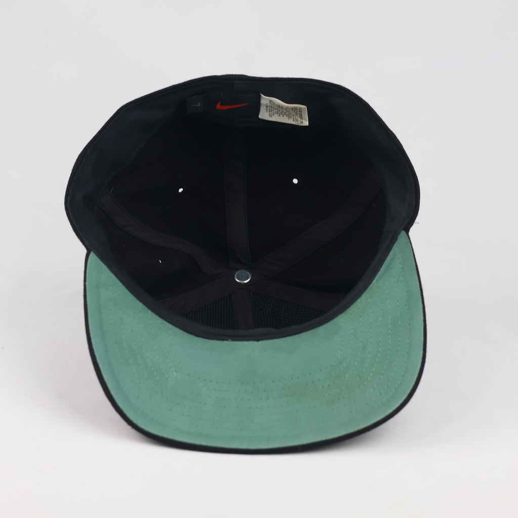 Vintage Nike Fitted Hat | Thrifted Black Wool Blend Cap Green Undervisor