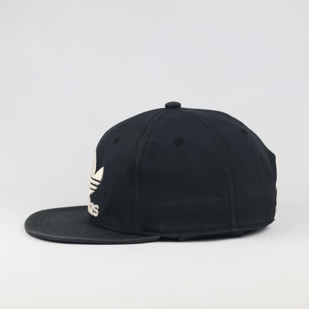 Vintage Adidas Originals Trefoil Snapback Hat | Thrifted Black Flat Brim Cap 56-58cm