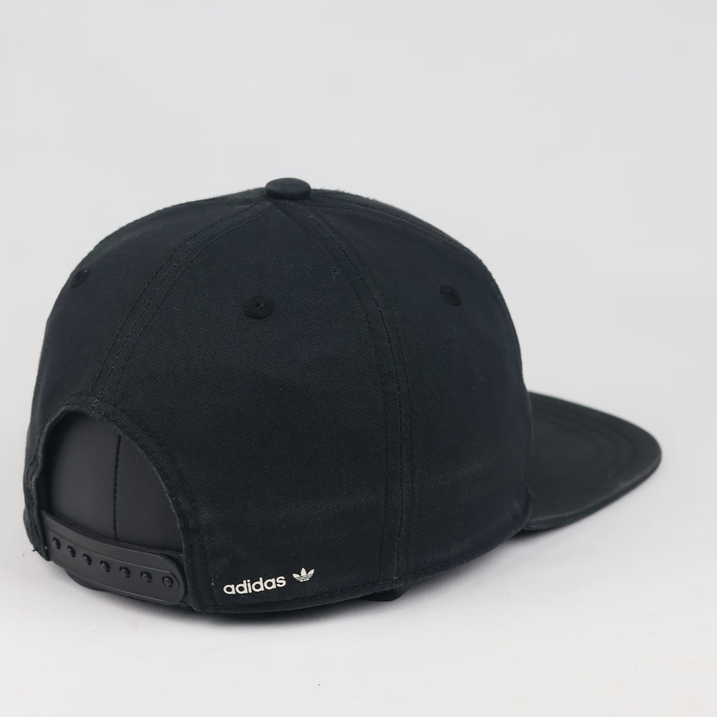 Vintage Adidas Originals Trefoil Snapback Hat | Thrifted Black Flat Brim Cap 56-58cm