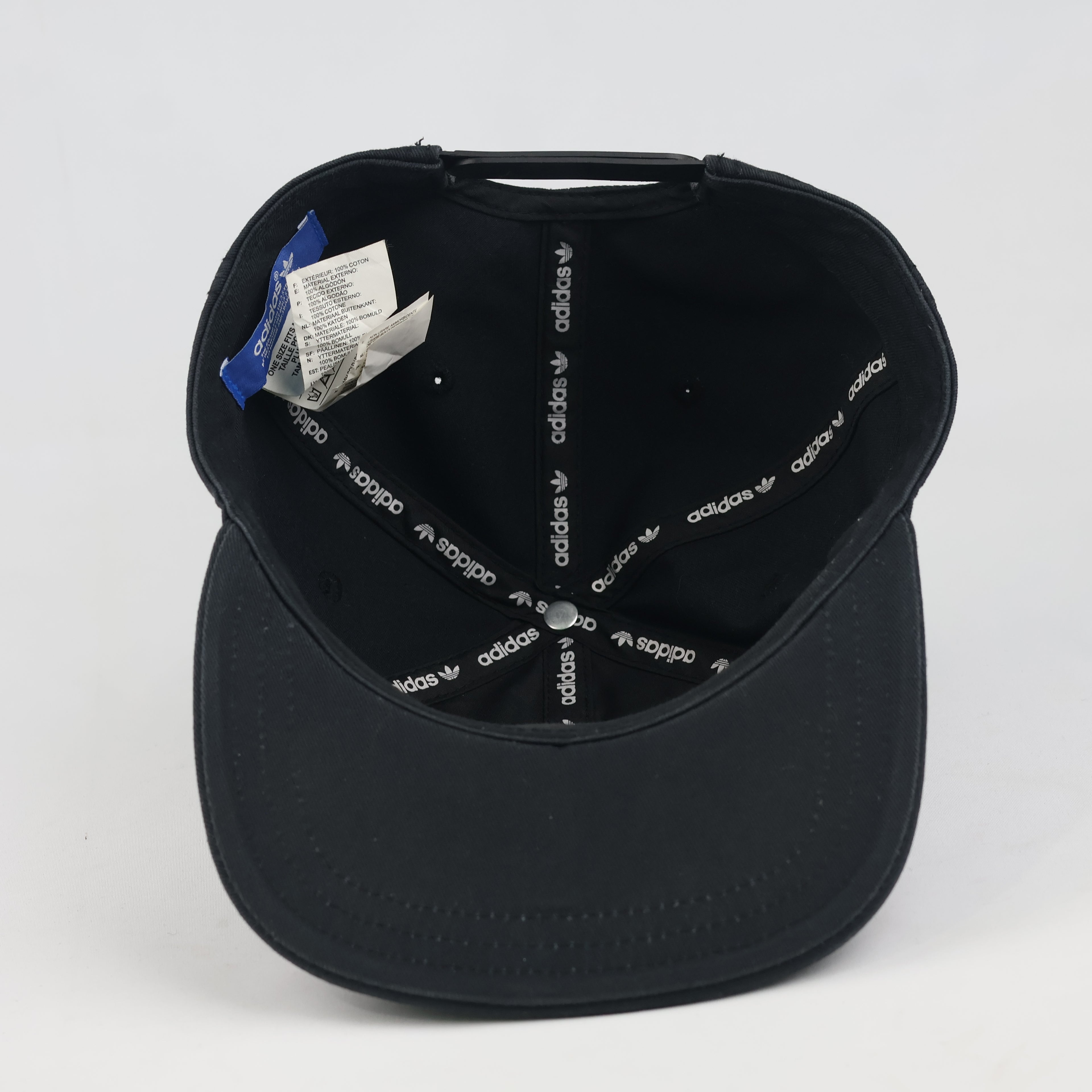 Vintage Adidas Originals Trefoil Snapback Hat | Thrifted Black Flat Brim Cap 56-58cm