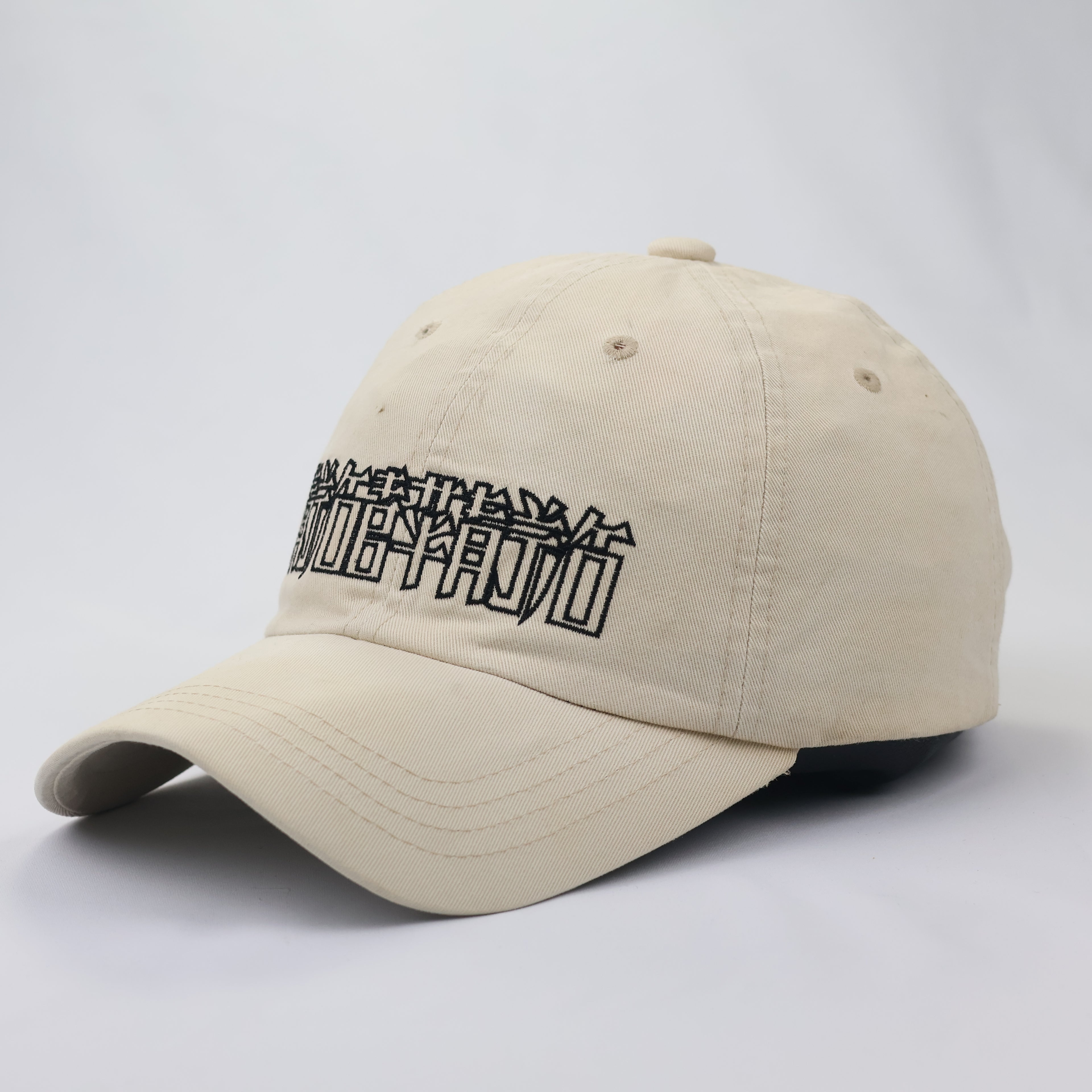 Authentic AJOBYAJO Long-Strap Thrifted Baseball Hat – Cream/Khaki