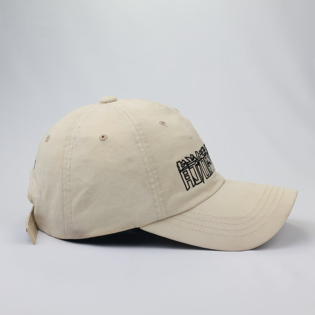 Authentic AJOBYAJO Long-Strap Thrifted Baseball Hat – Cream/Khaki