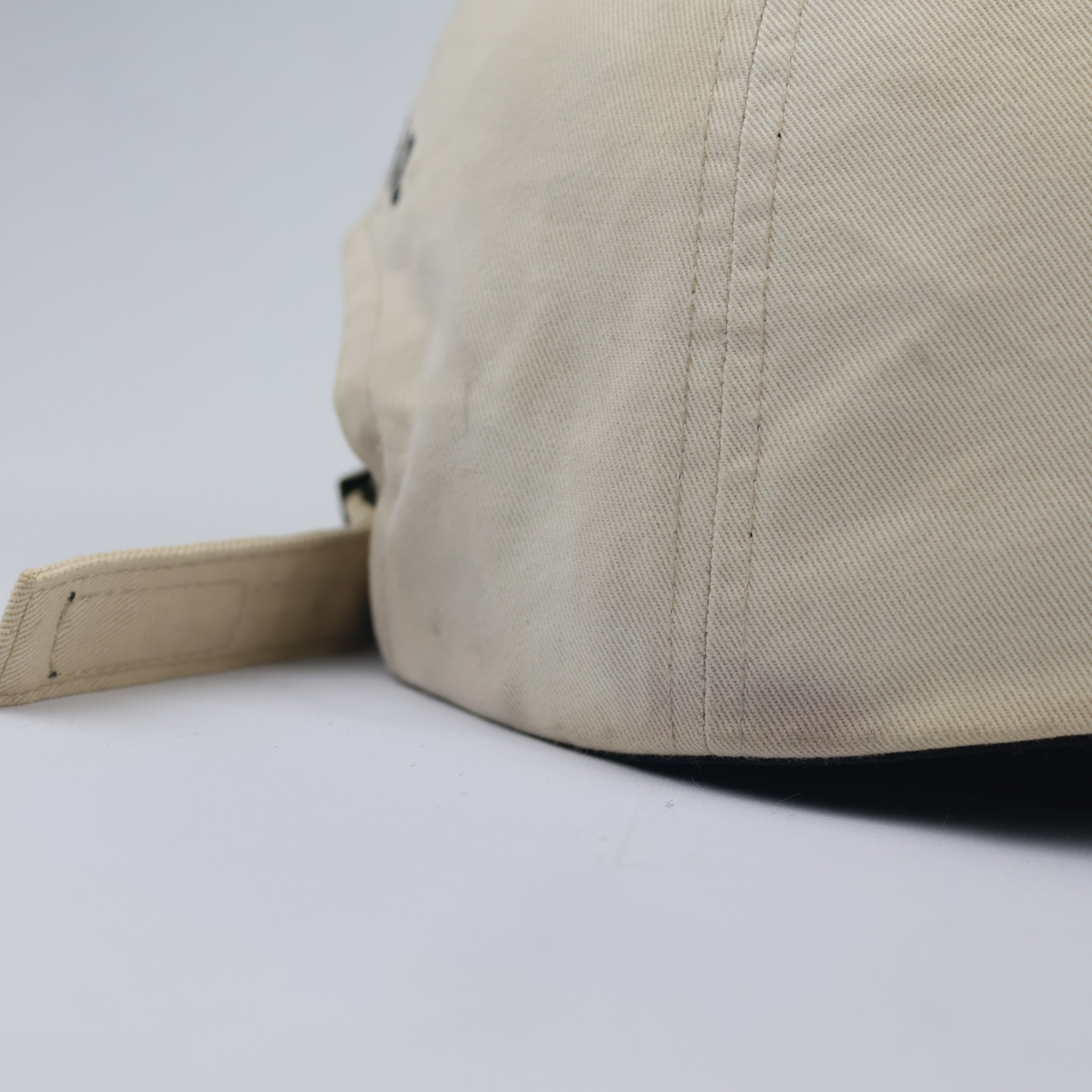 Authentic AJOBYAJO Long-Strap Thrifted Baseball Hat – Cream/Khaki