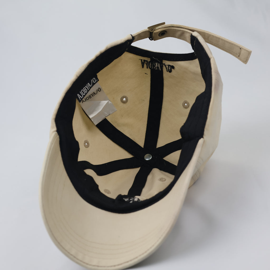 Authentic AJOBYAJO Long-Strap Thrifted Baseball Hat – Cream/Khaki