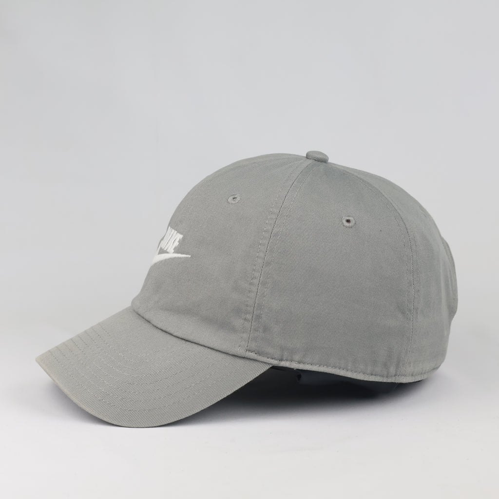 Classic Nike Swoosh Adjustable Cap - Grey Cotton Thrifted Twill Hat Size 57-59 cm