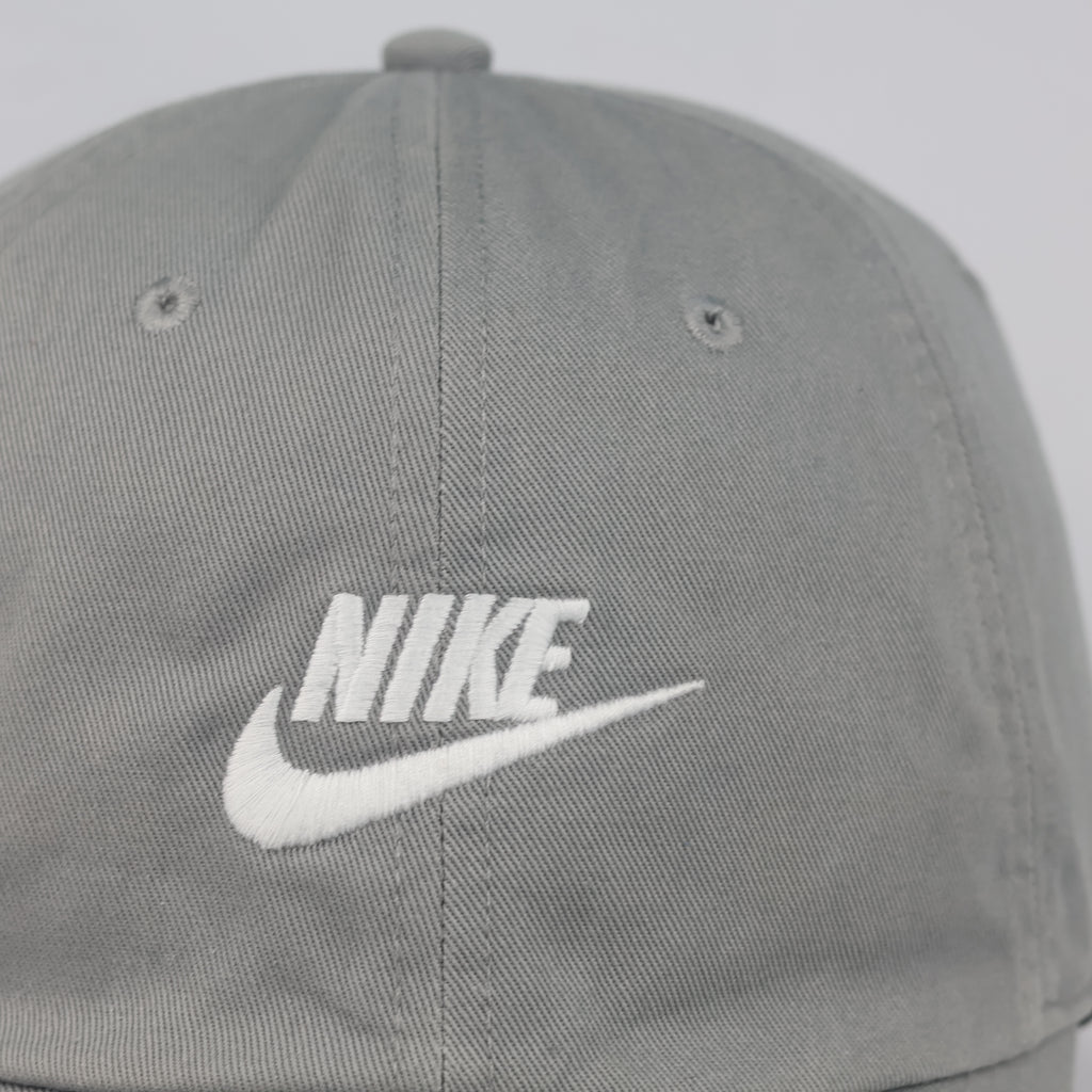 Classic Nike Swoosh Adjustable Cap - Grey Cotton Thrifted Twill Hat Size 57-59 cm