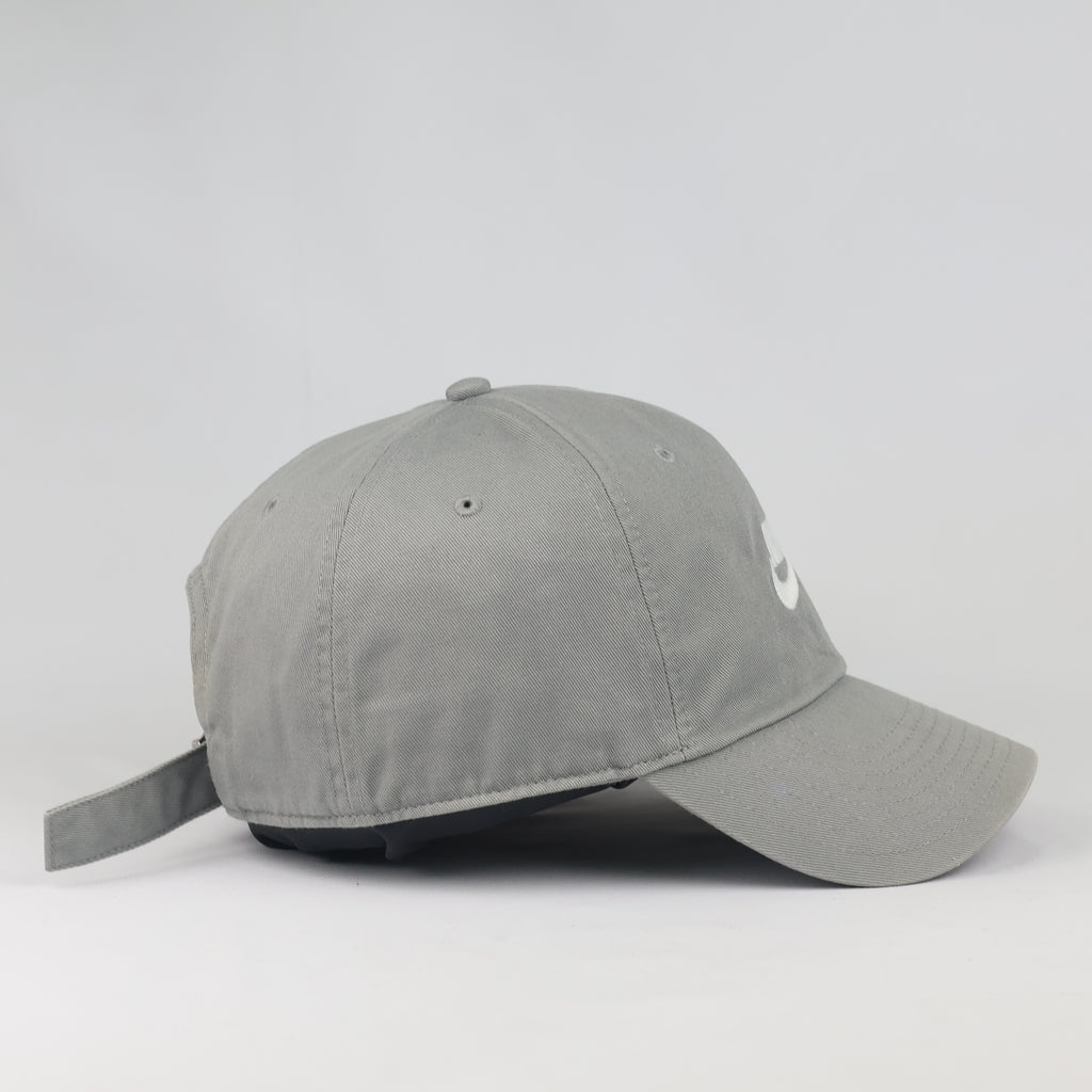 Classic Nike Swoosh Adjustable Cap - Grey Cotton Thrifted Twill Hat Size 57-59 cm