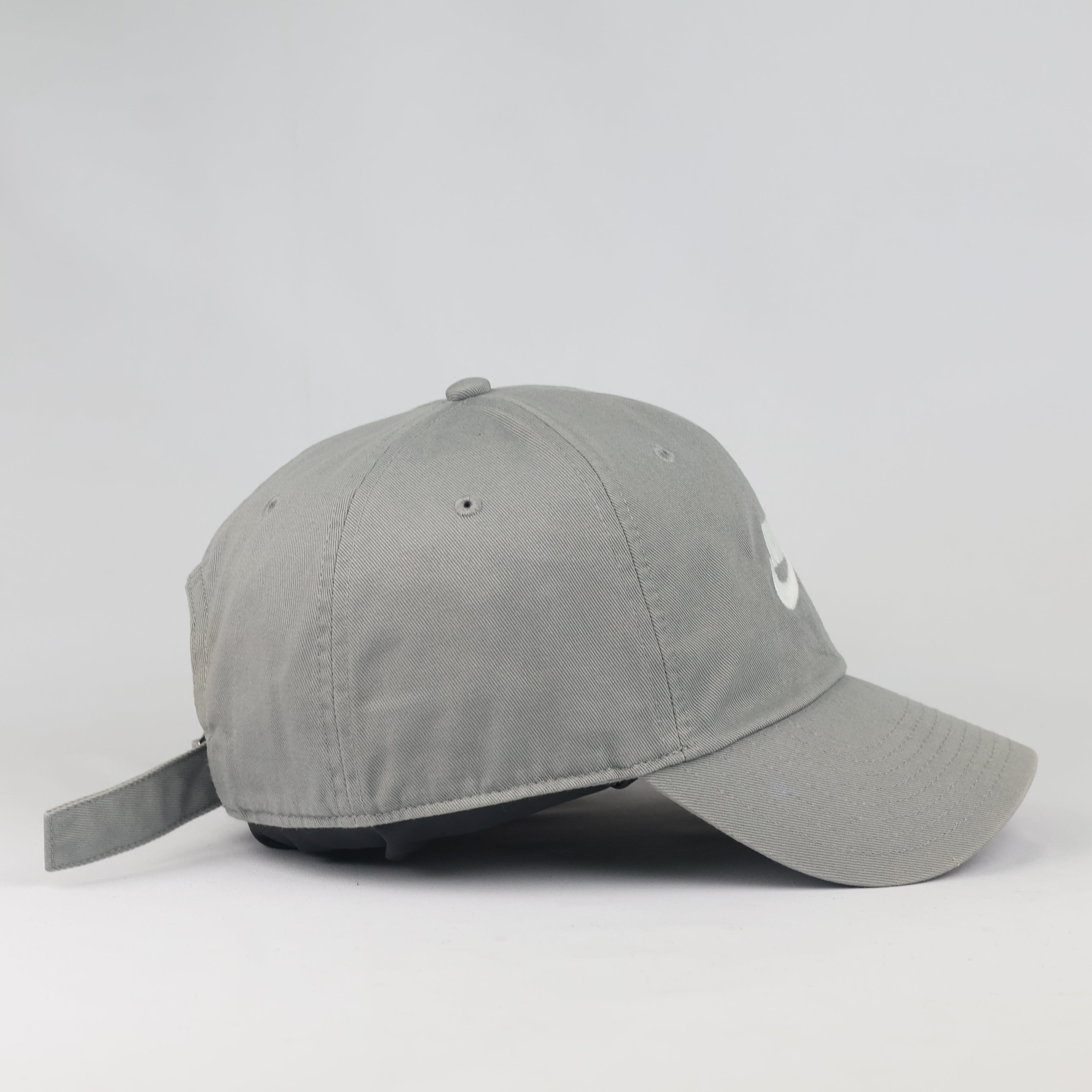 Classic Nike Swoosh Adjustable Cap - Grey Cotton Thrifted Twill Hat Size 57-59 cm