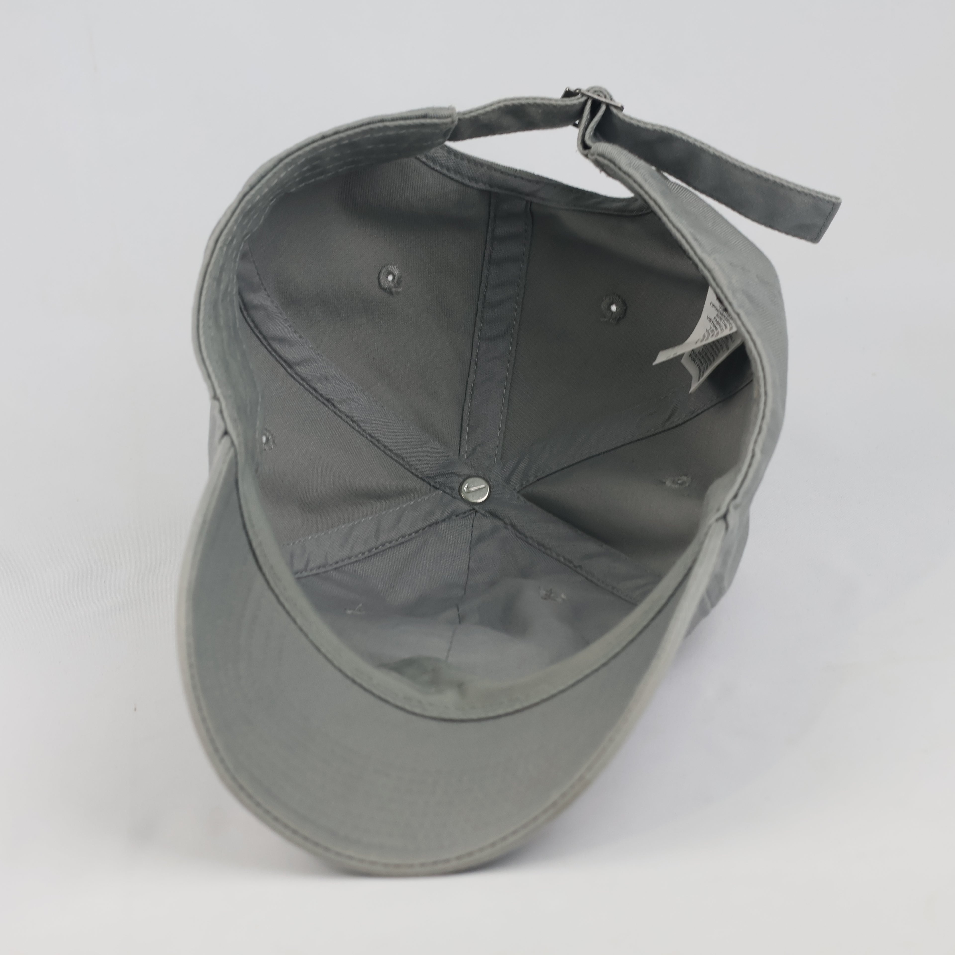 Classic Nike Swoosh Adjustable Cap - Grey Cotton Thrifted Twill Hat Size 57-59 cm