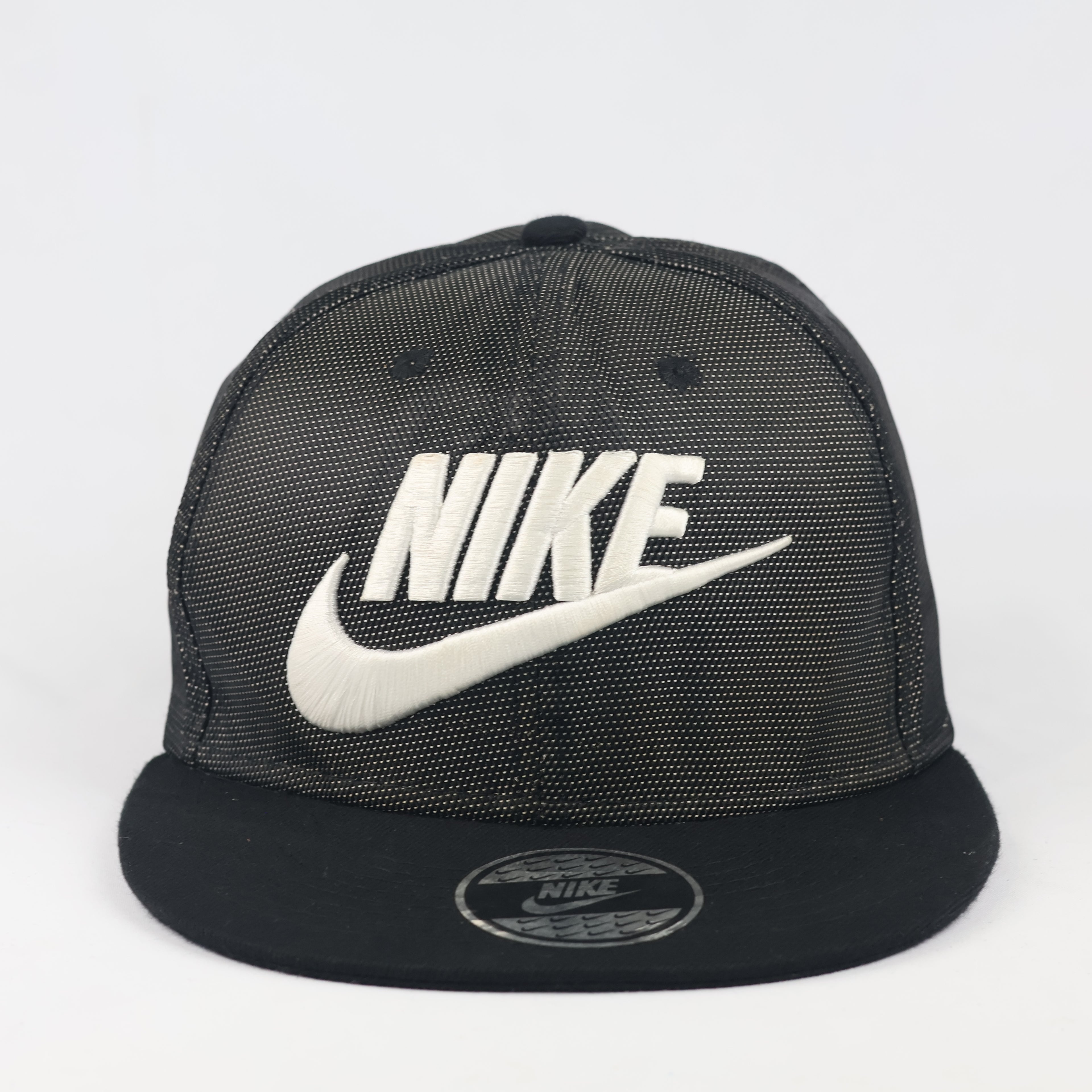 Classic Nike Spellout Snapback Cap - Black Thrifted Wool Blend Hat