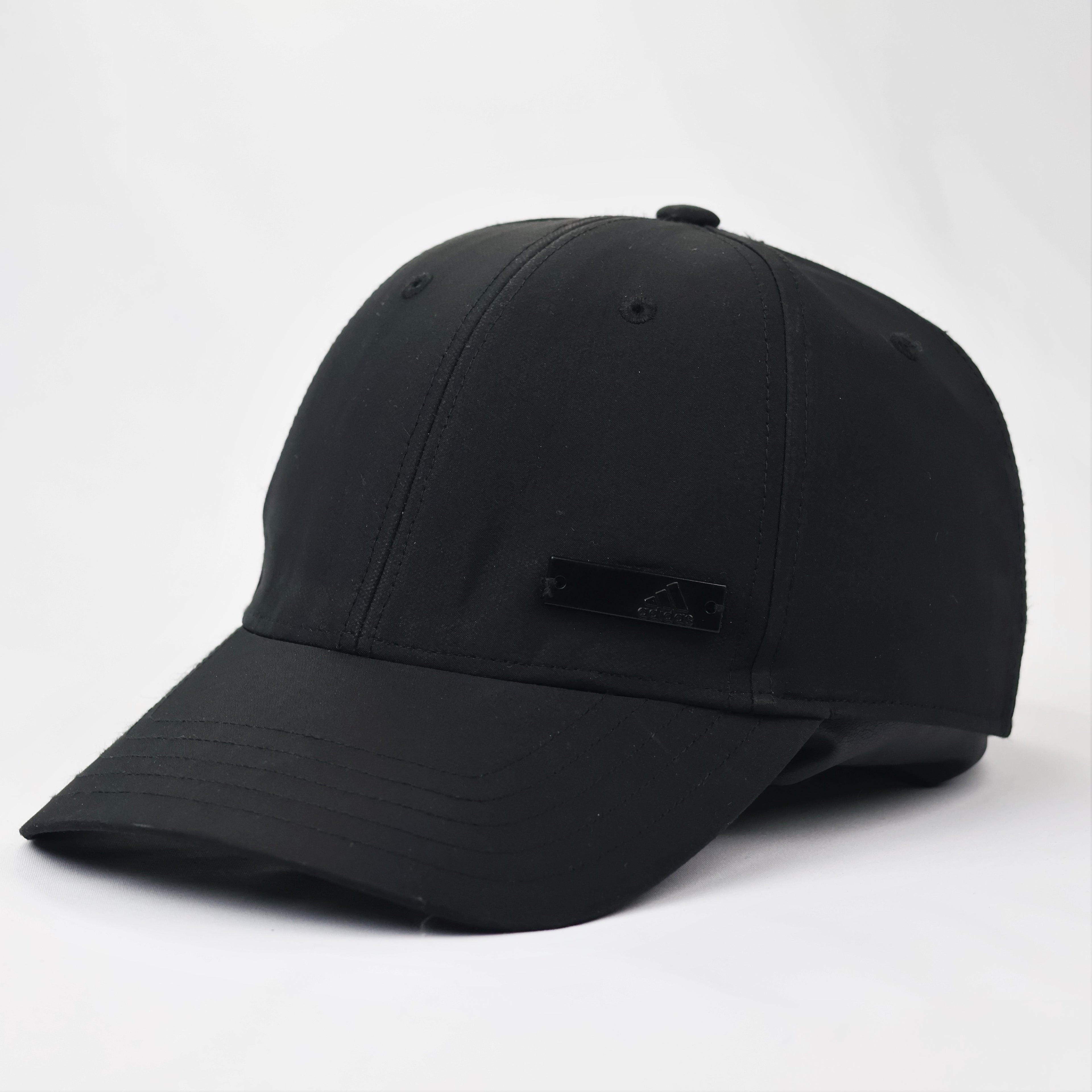 Adidas Stealth Metal Plate Logo Thrifted Cap – Triple Black (Thrifted)