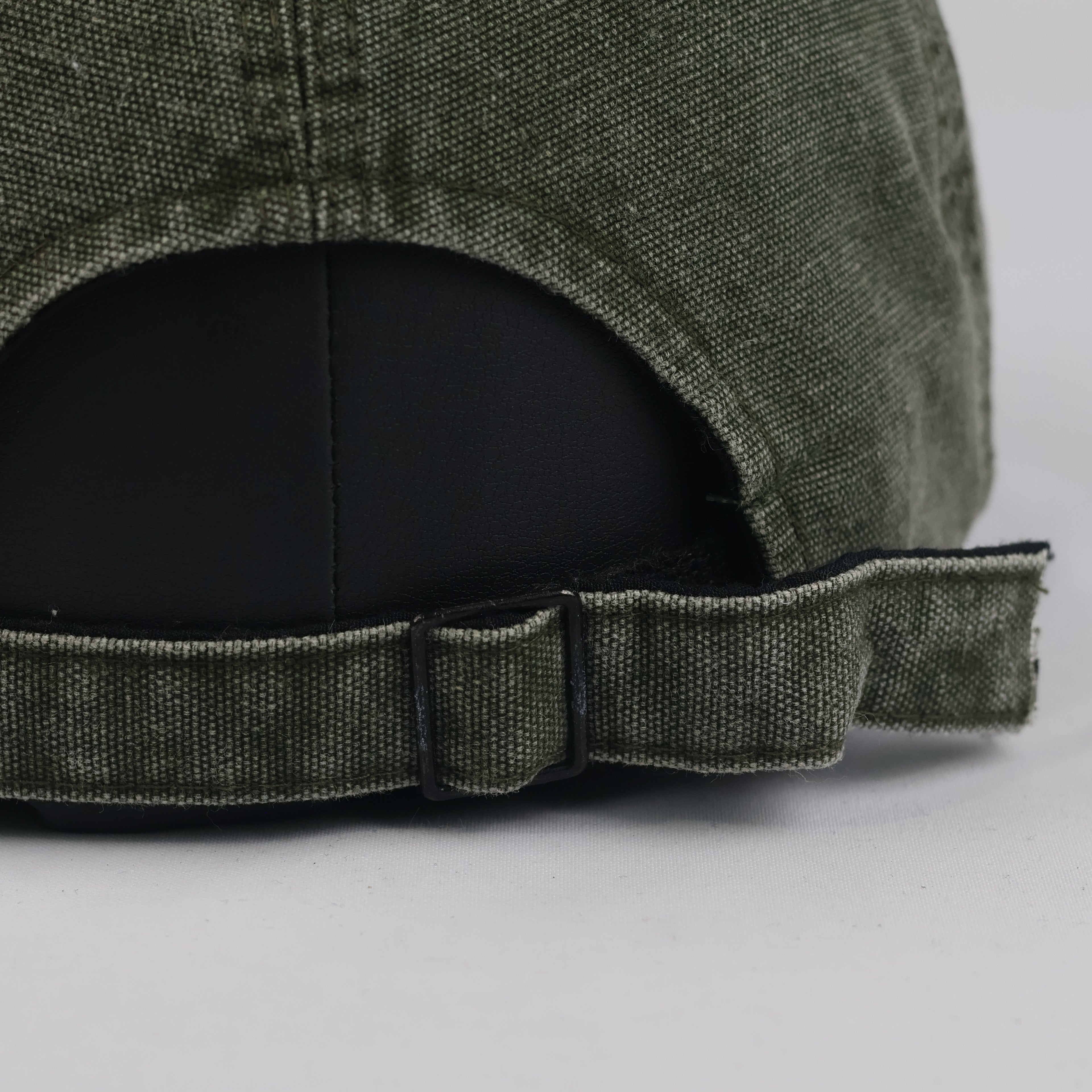 Distressed New York Fashion Strapback Hat (Olive Green, 57-59cm)