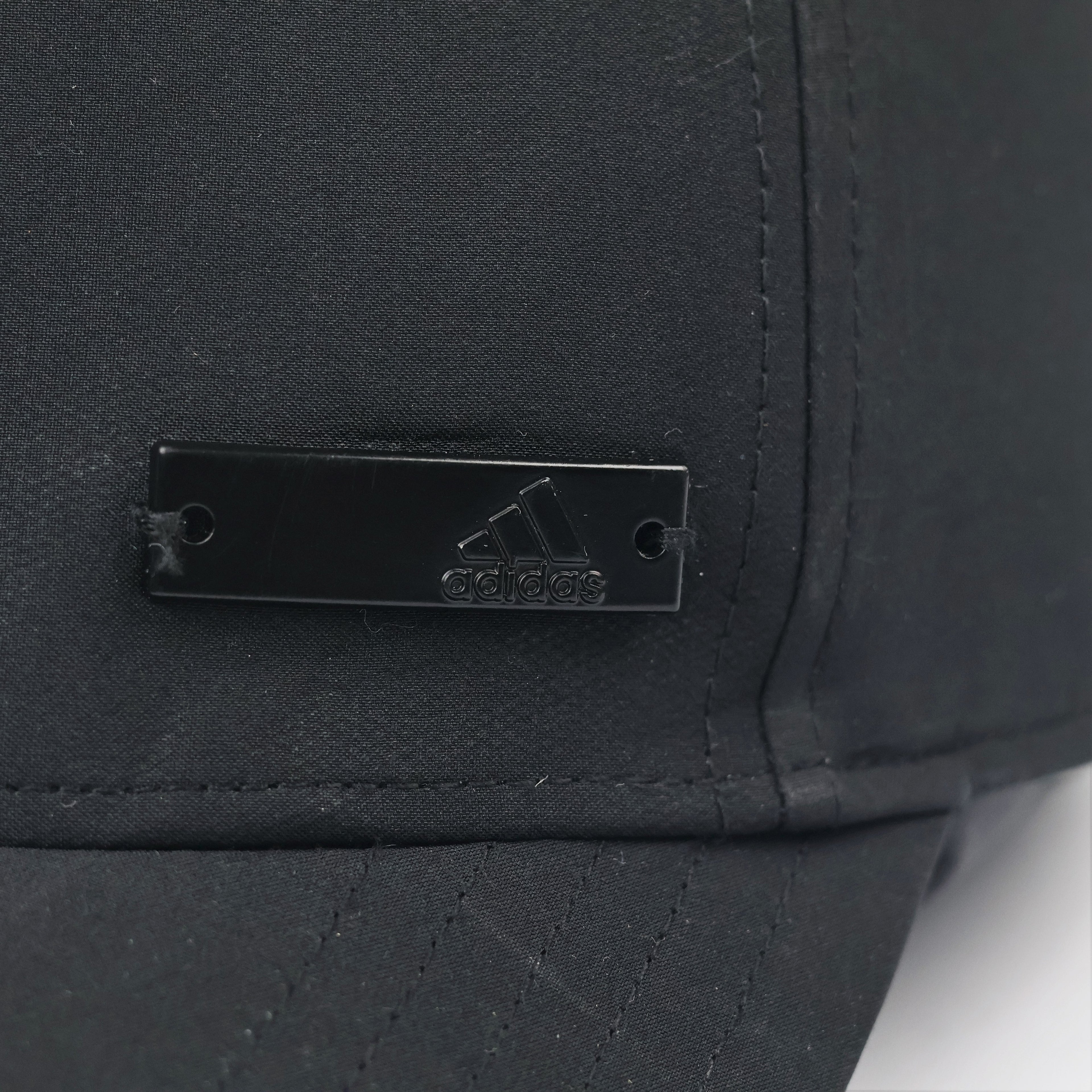 Adidas Stealth Metal Plate Logo Thrifted Cap – Triple Black (Thrifted)