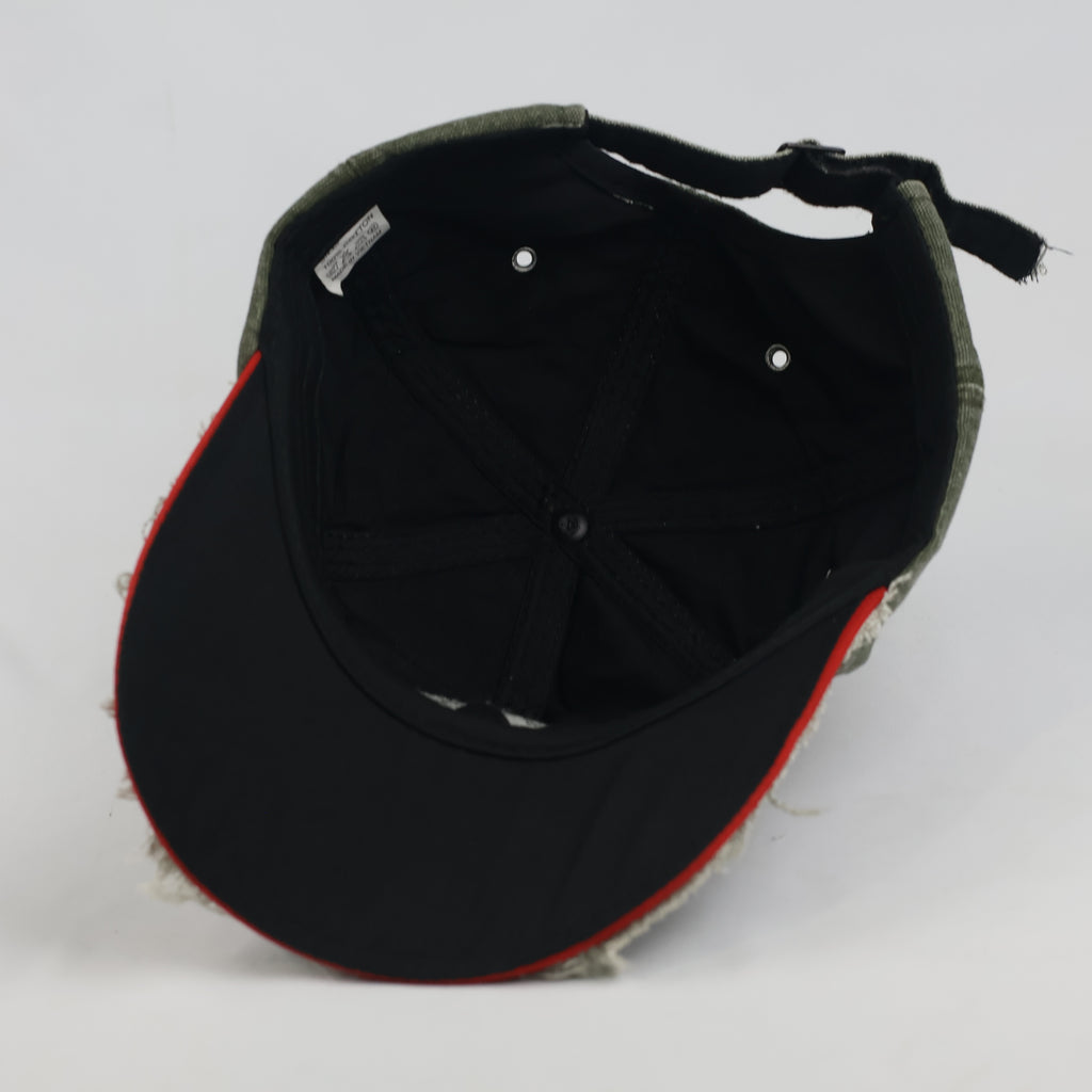 Distressed New York Fashion Strapback Hat (Olive Green, 57-59cm)