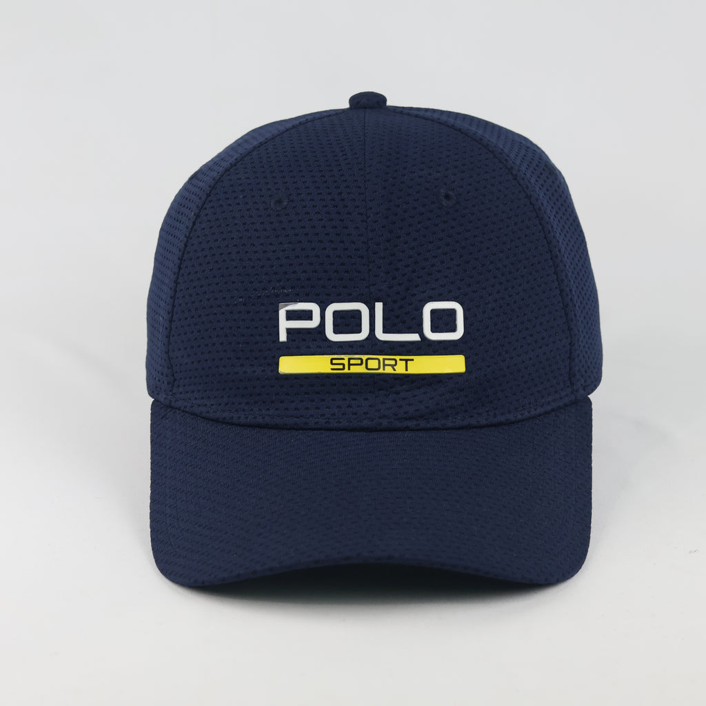 Retro Ralph Lauren Polo Sport Mesh Cap - Navy Blue Thrifted Fitted Hat Size 57-58 cm