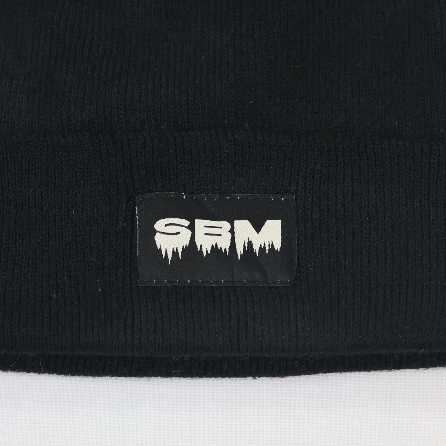 SBM Esthetic Streetwear Thrifted Black Beanie with Dripping Logo Patch - Made in Poland