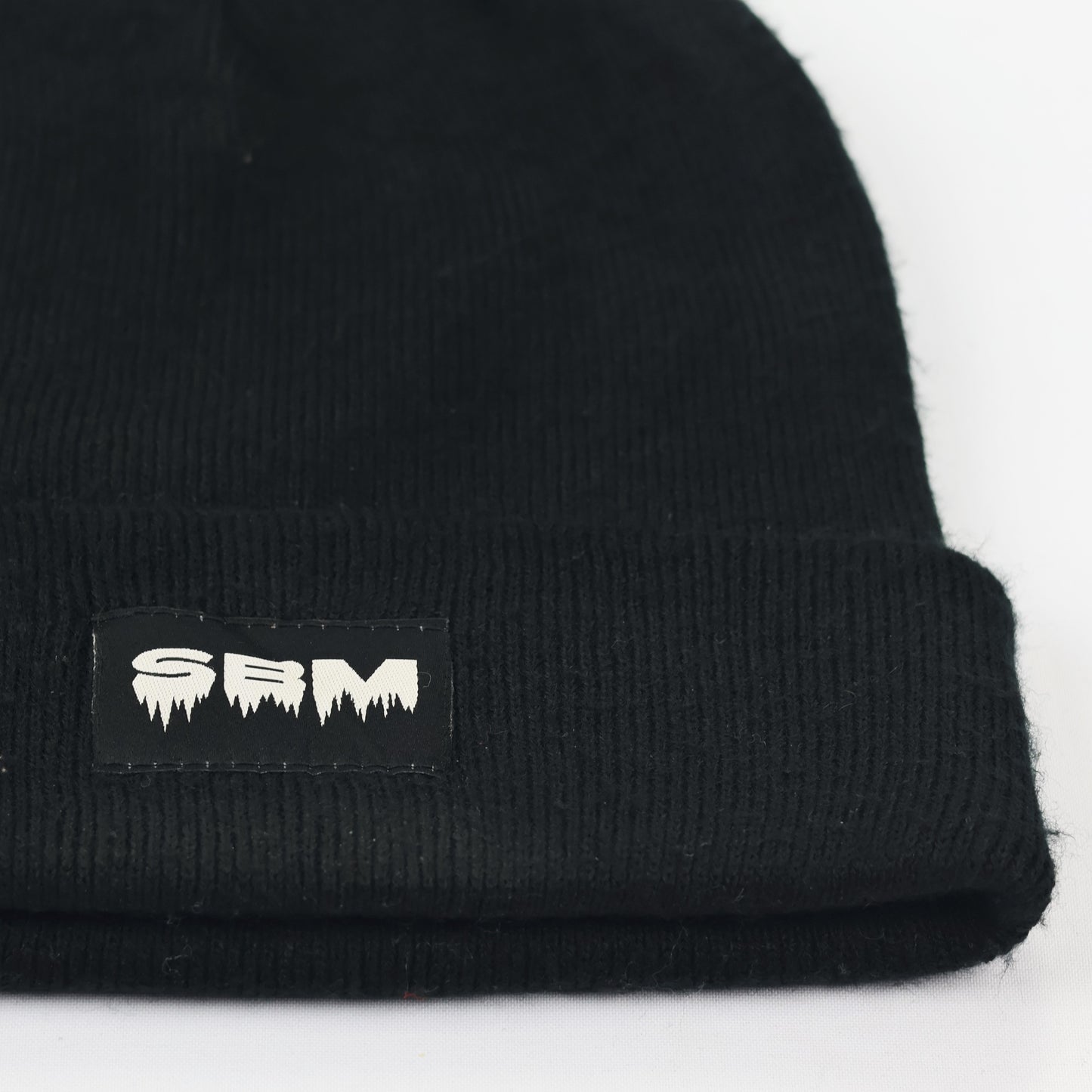 SBM Esthetic Streetwear Thrifted Black Beanie with Dripping Logo Patch - Made in Poland