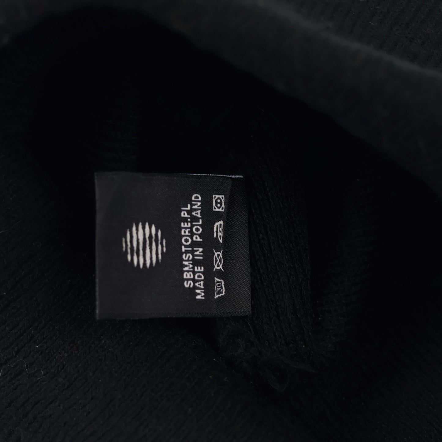 SBM Esthetic Streetwear Thrifted Black Beanie with Dripping Logo Patch - Made in Poland