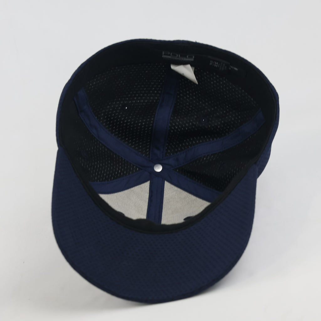 Retro Ralph Lauren Polo Sport Mesh Cap - Navy Blue Thrifted Fitted Hat Size 57-58 cm