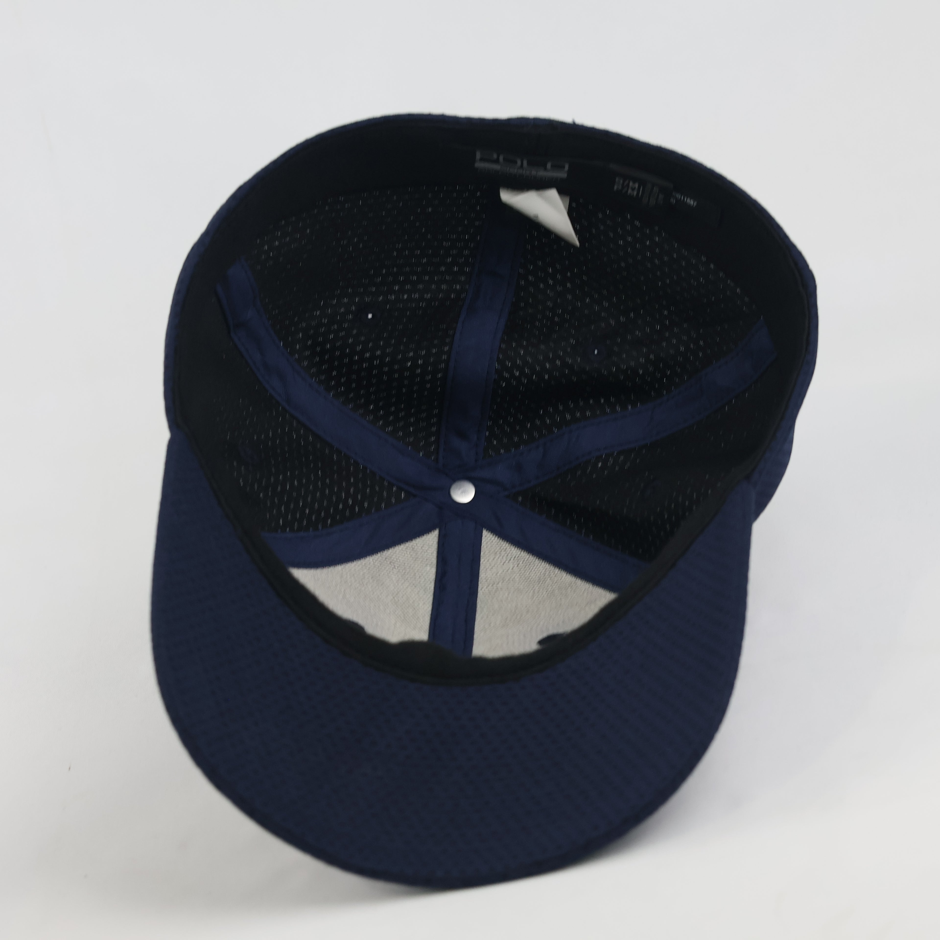 Retro Ralph Lauren Polo Sport Mesh Cap - Navy Blue Thrifted Fitted Hat Size 57-58 cm