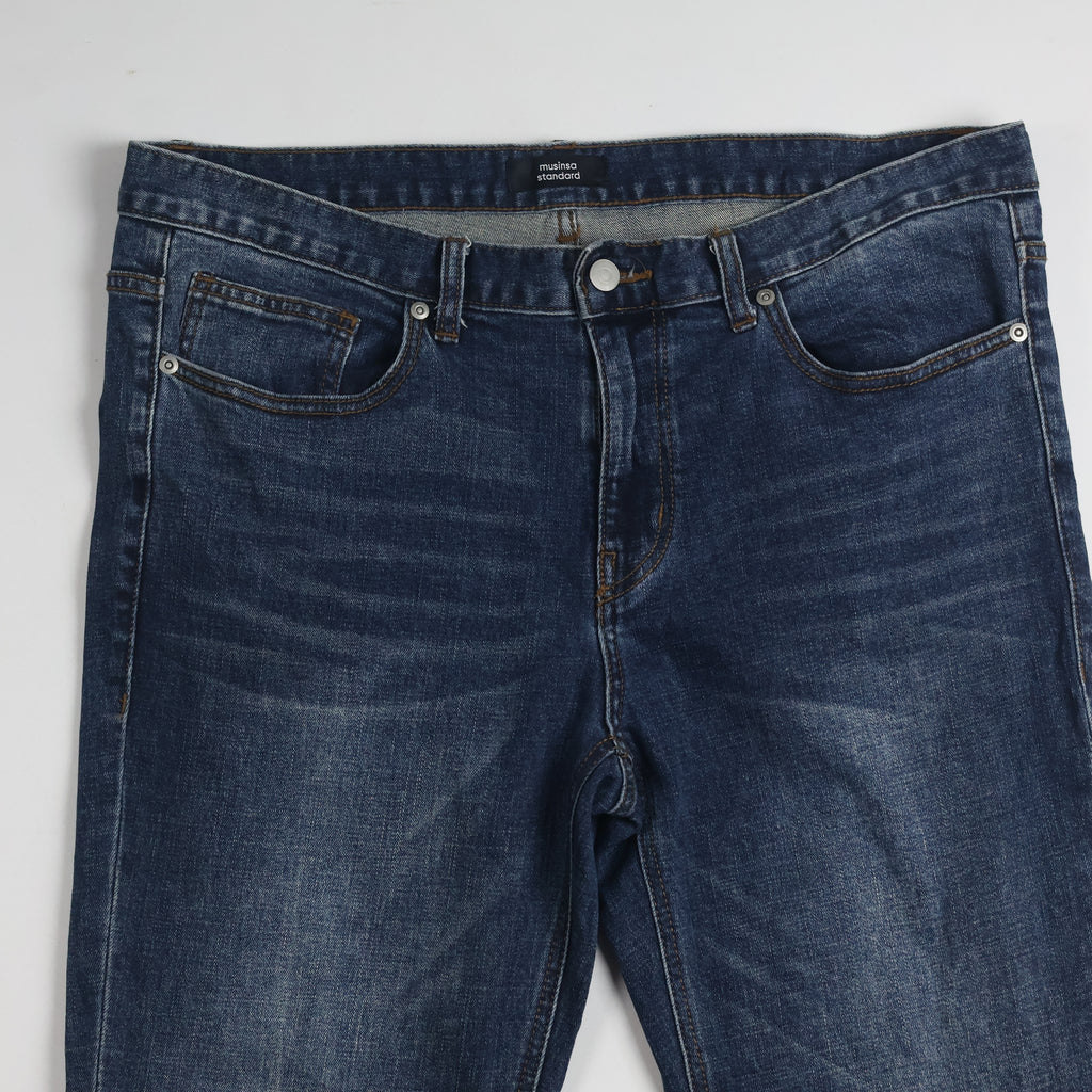 Thrifted Musinsa Standard Men's Blue Wash Denim Jeans 36 Waist/ J1028