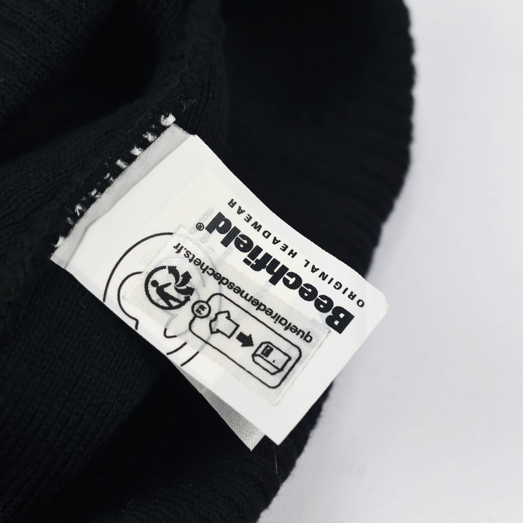 Beechfield Black Ribbed Beanie Hat with Tubadzin Embroidery