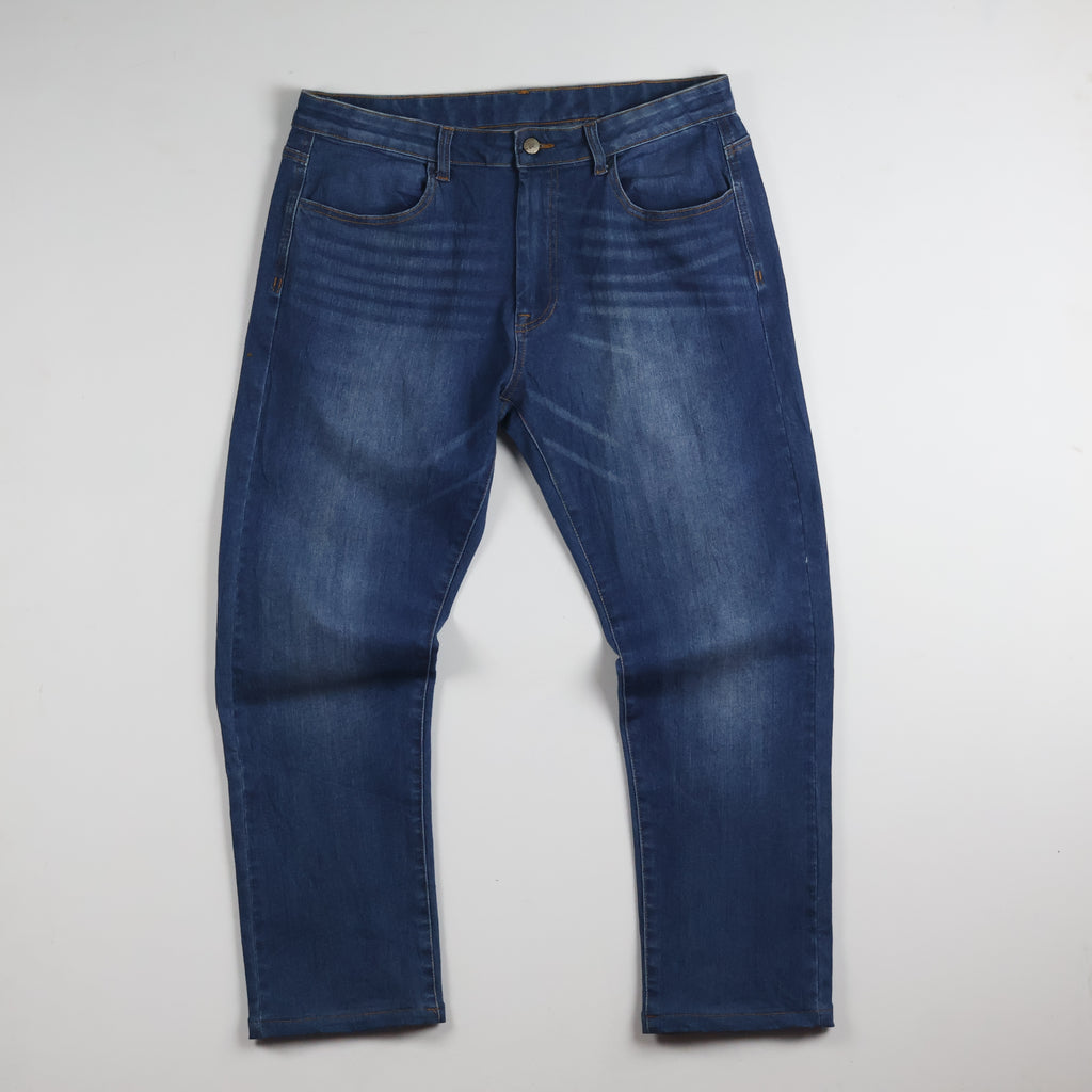 Thrifted Stretch Comfort Men's Blue Straight Leg Jeans 34 Waist/ J1023