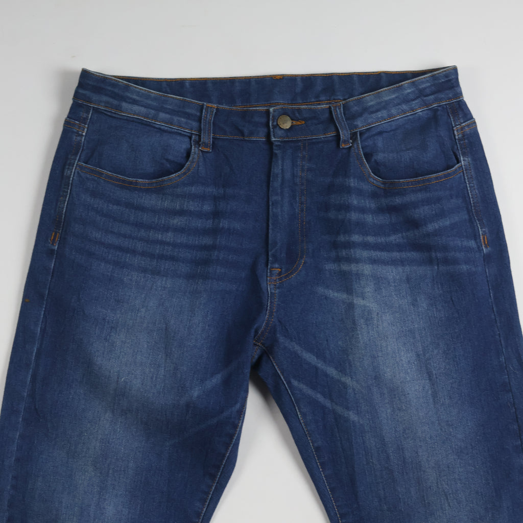 Thrifted Stretch Comfort Men's Blue Straight Leg Jeans 34 Waist/ J1023