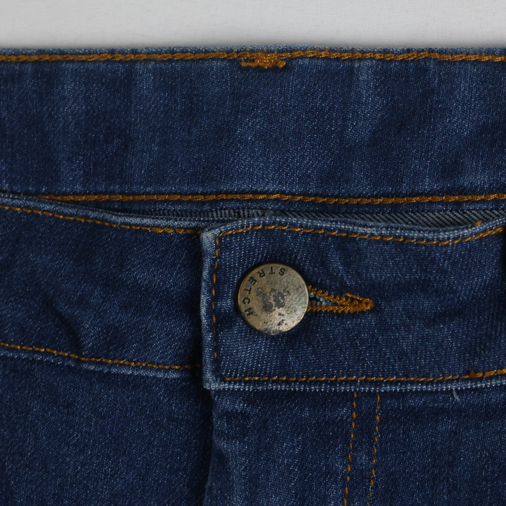 Thrifted Stretch Comfort Men's Blue Straight Leg Jeans 34 Waist/ J1023