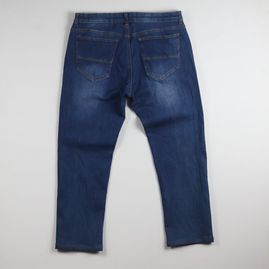 Thrifted Stretch Comfort Men's Blue Straight Leg Jeans 34 Waist/ J1023