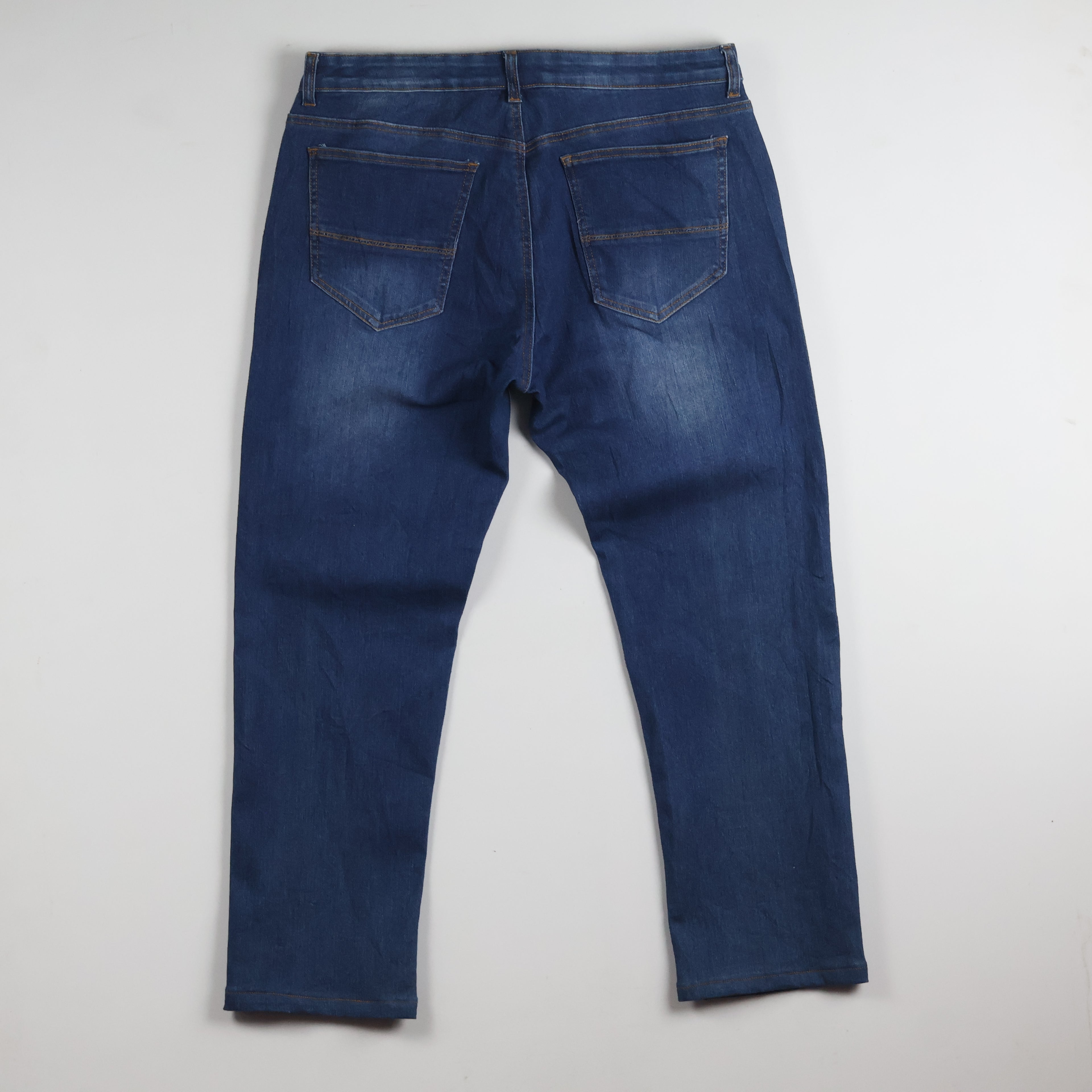 Thrifted Stretch Comfort Men's Blue Straight Leg Jeans 34 Waist/ J1023