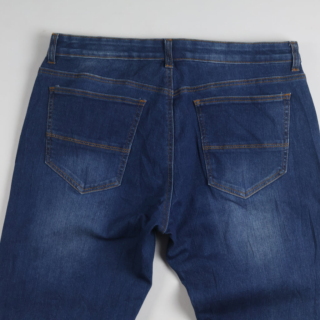 Thrifted Stretch Comfort Men's Blue Straight Leg Jeans 34 Waist/ J1023