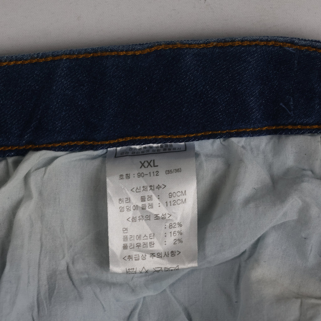 Thrifted Stretch Comfort Men's Blue Straight Leg Jeans 34 Waist/ J1023