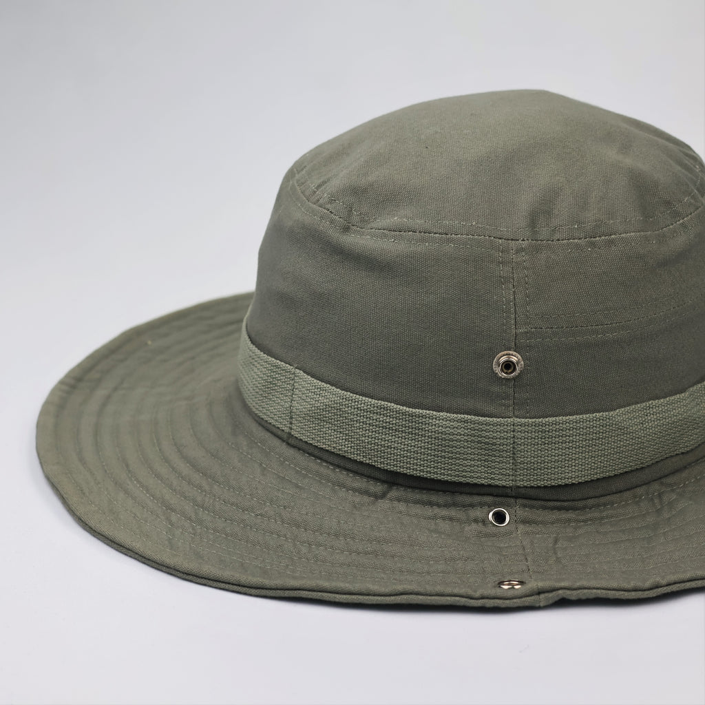 The Nostalgia Outdoor Boonie Thrifted Hat – Olive Green Wide Brim Safari Cap