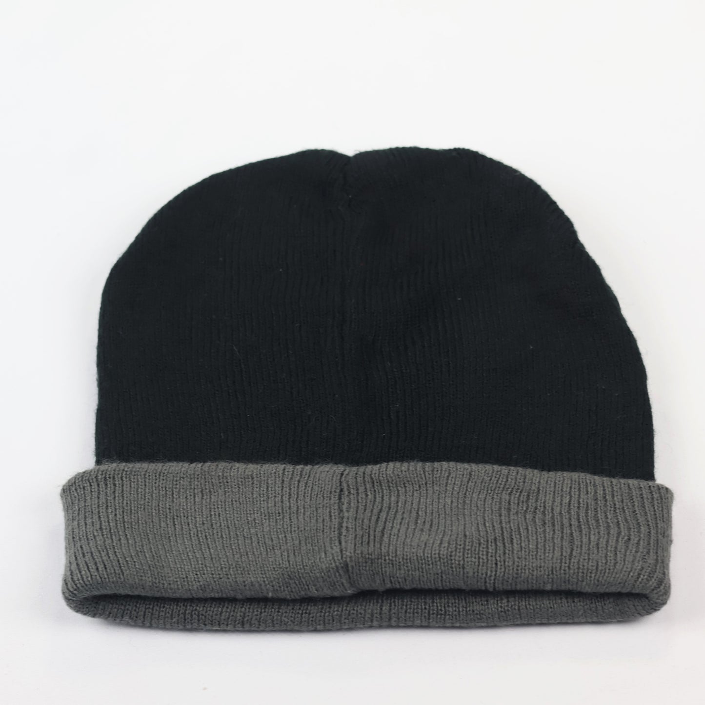 Streetwear Graphic Eye Logo Beanie – Black & Grey Knit Cap
